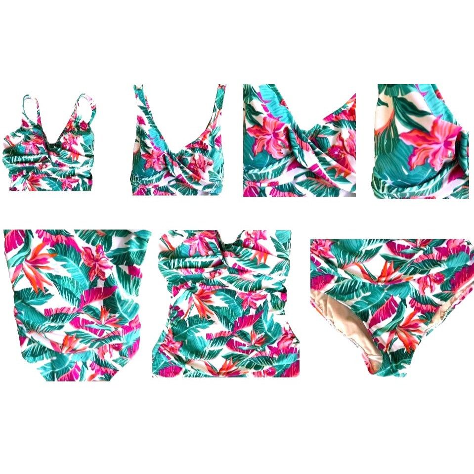 Designer Kona Sol Swimsuit Large 12 14 Tropical Floral One Piece Tumm Size L / US 10 / IT 46 - 4 Thumbnail
