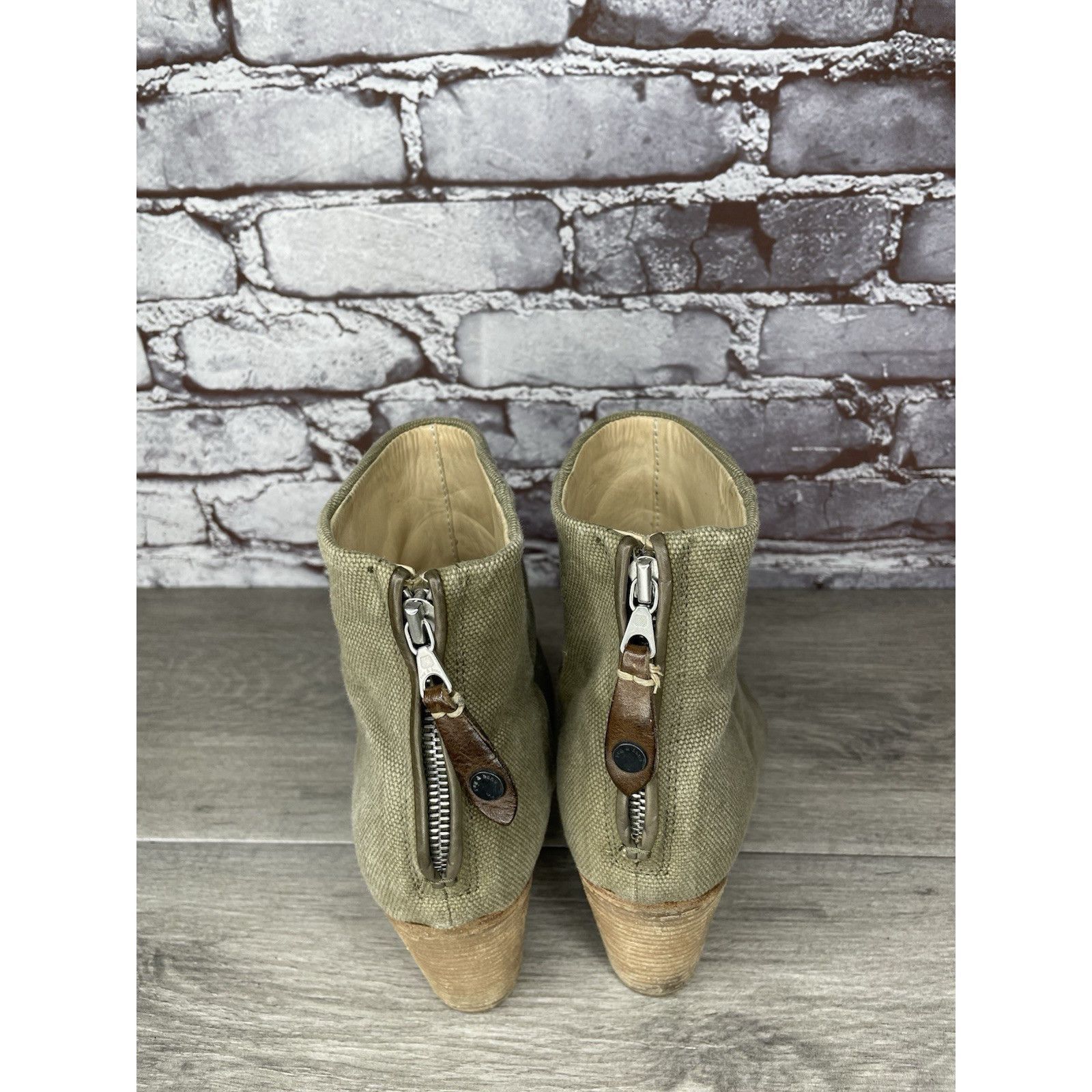 Rag & Bone Rag & Bone Newbury Green Canvas Back Zip Ankle Boots Booties Size US 7.5 / IT 37.5 - 5 Thumbnail