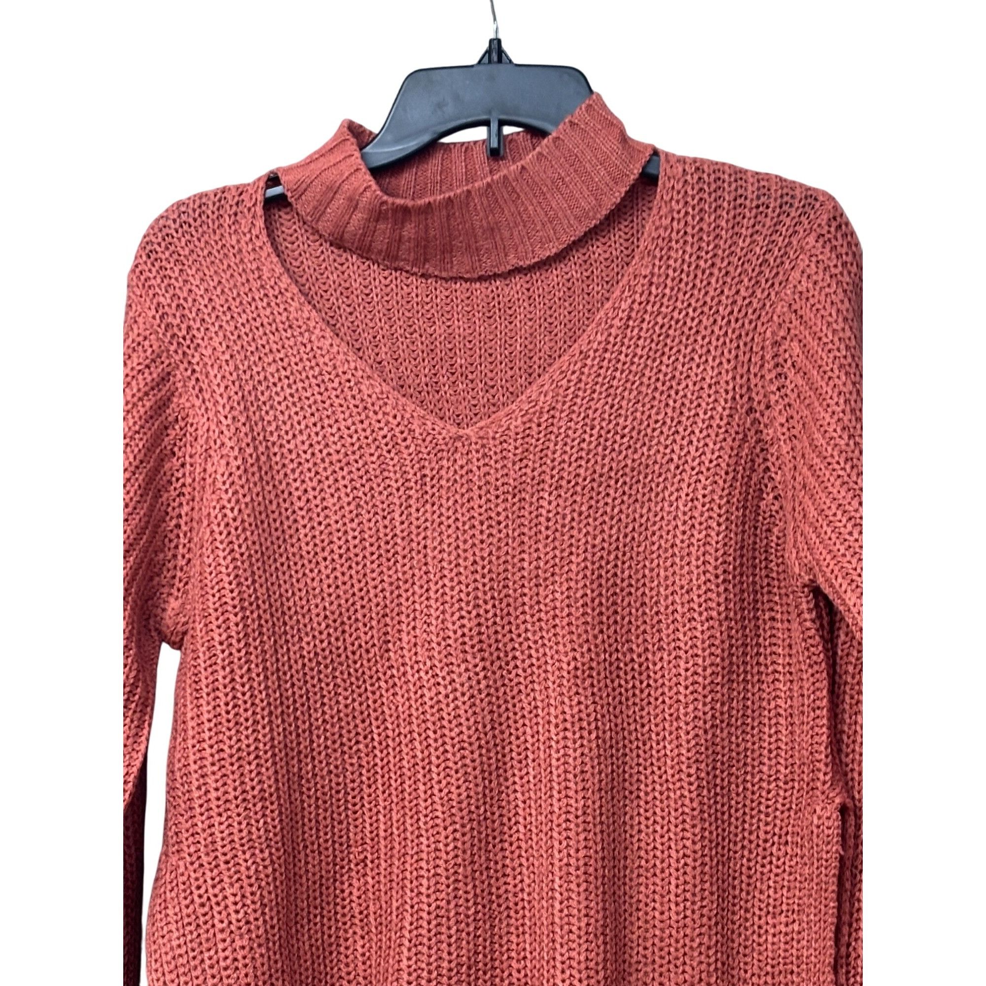Other Planet Gold Junior’s V-neck chocker Side Slits Sweater, Sz. Size M / US 6-8 / IT 42-44 - 7 Thumbnail