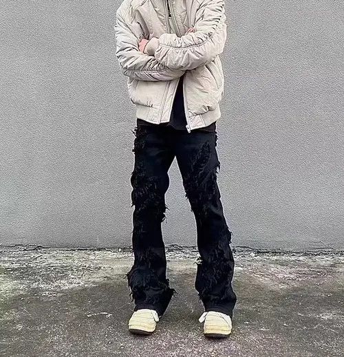 Japanese Brand × Jean High street black raw edge ripped jeans Size US 32 / EU 48 - 4 Thumbnail