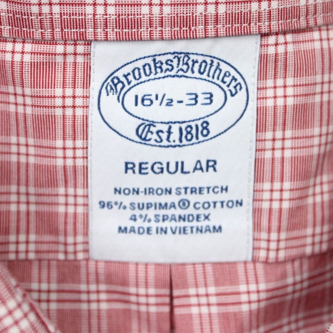 Brooks Brothers Brooks Brothers Shirt Mens 16 1/2, 33 Red Regular Non-Iron Stretch Supima Cotton Dress Shirt Size US XL / EU 56 / 4 - 5 Thumbnail