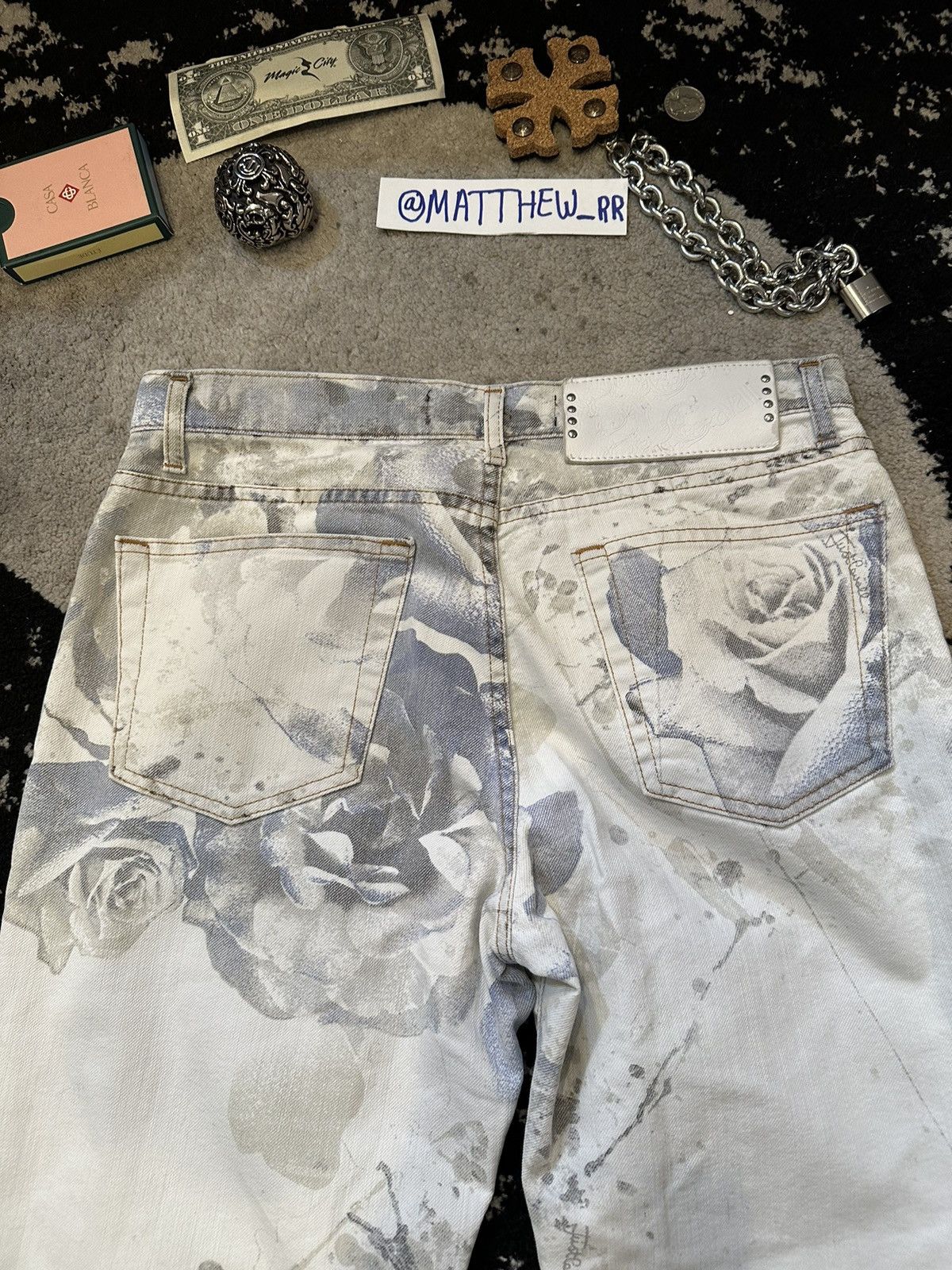 Just Cavalli Just Cavalli Rose Denim All Over Print Size US 29 - 2 Thumbnail