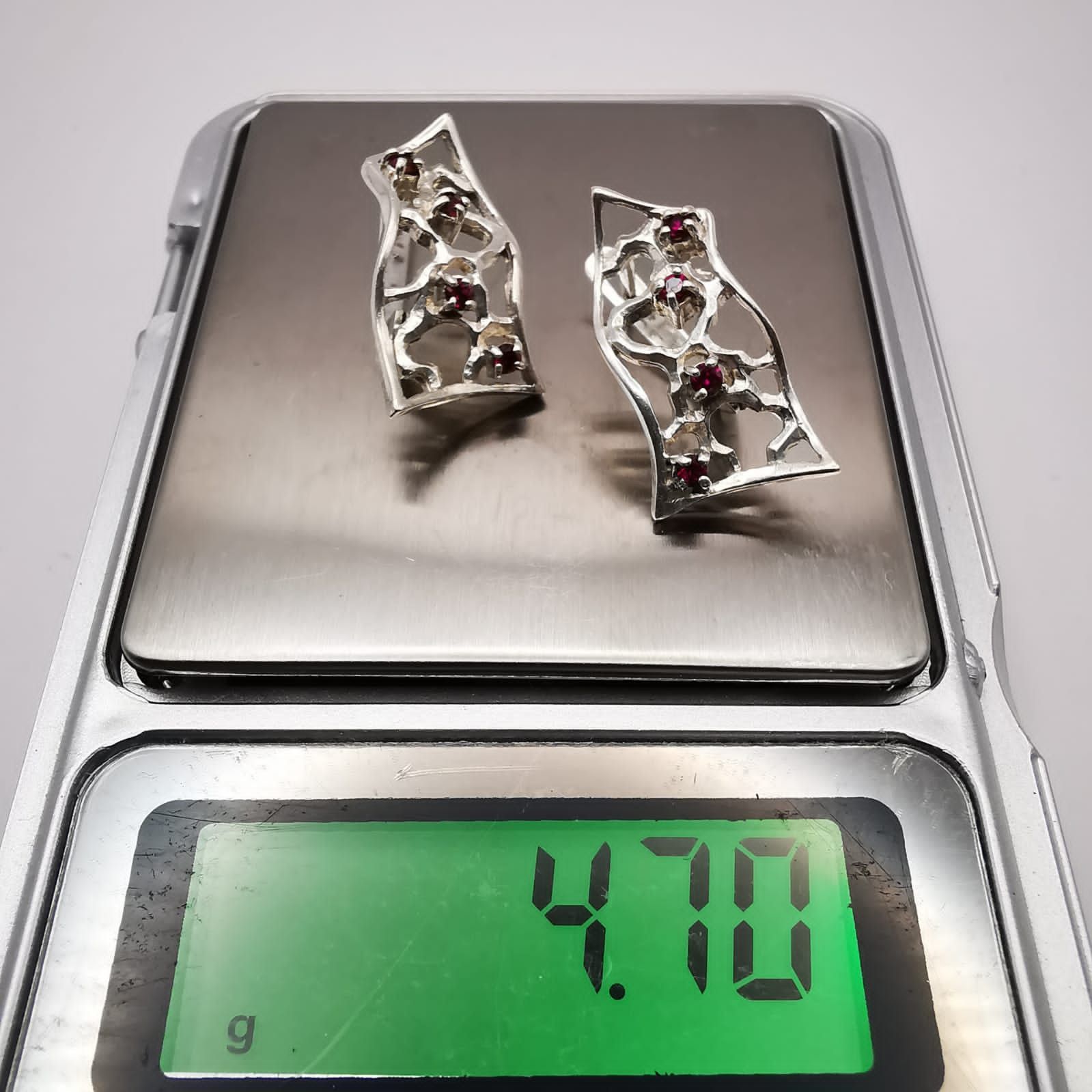 Sterling Silver Vintage Filigree 925 Sterling Silver Earrings Ruby, Jewelry Size ONE SIZE - 3 Thumbnail