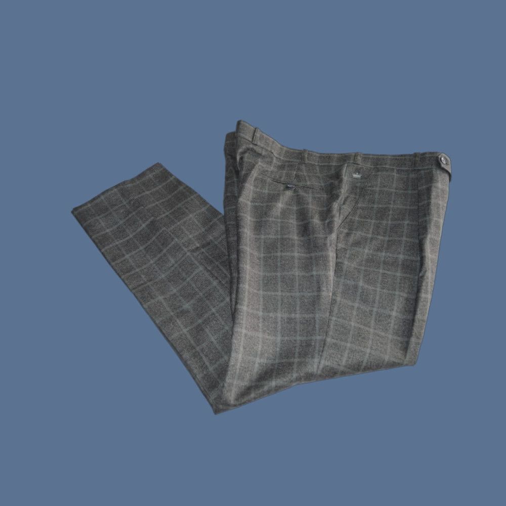 Vintage French Crown Mens Pants 36/31 Regular Inseam 25 in Brown Gray Plaid Dress Pants Casual Preppy 30 in Waist Vintage No Size US 30 / EU 46 - 1 Thumbnail