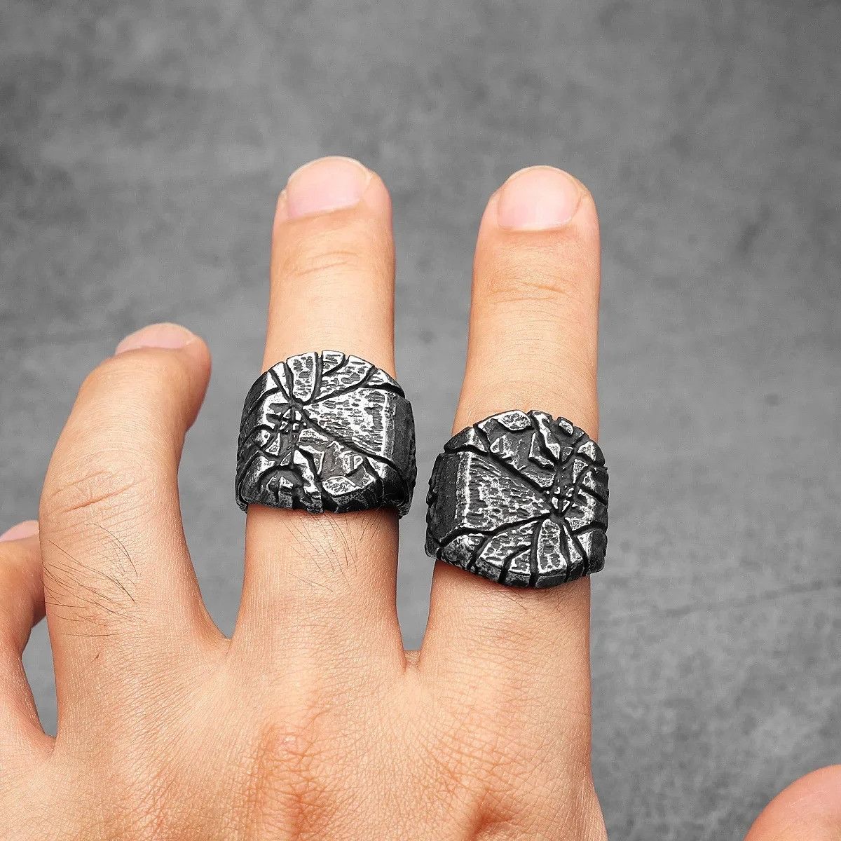 Jewelry Cracked Texture Ring Streetwear Jewelry Fashion Gift Size ONE SIZE - 3 Thumbnail