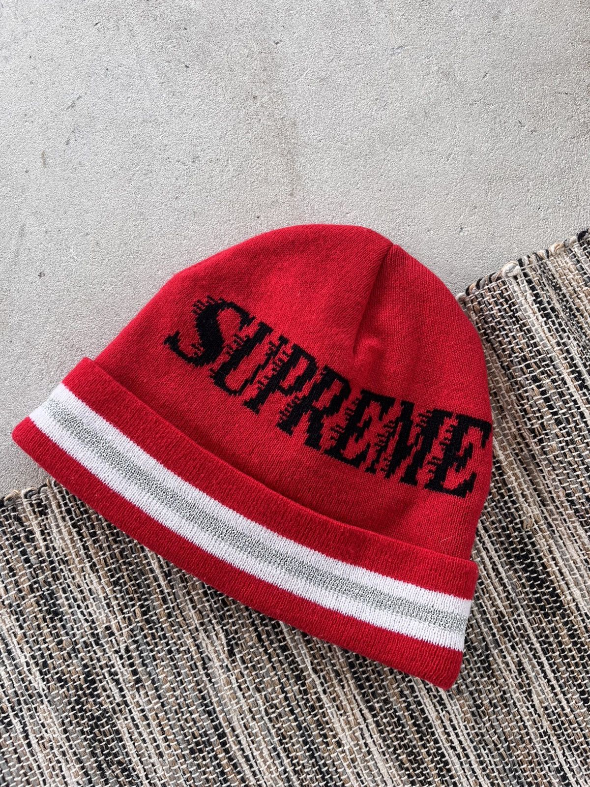 Supreme Vintage Supreme Red Beanie Big Logo Fold Hat Y2K sk8 Size ONE SIZE - 4 Thumbnail
