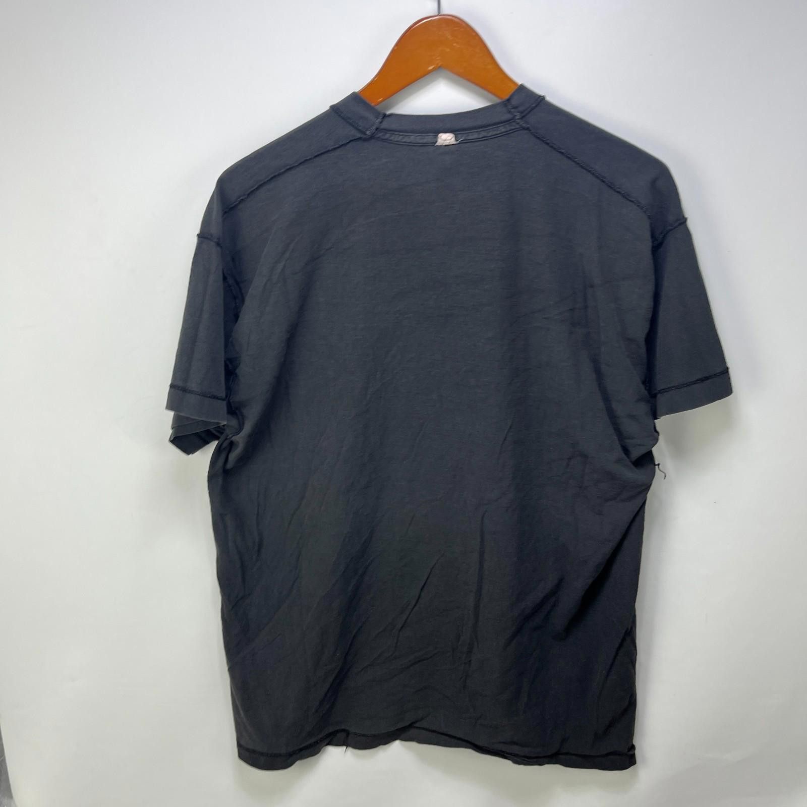 Fruit Of The Loom Vintage Faded Black Single Stitch Inside Out T Shirt Blank Size US XL / EU 56 / 4 - 6 Thumbnail