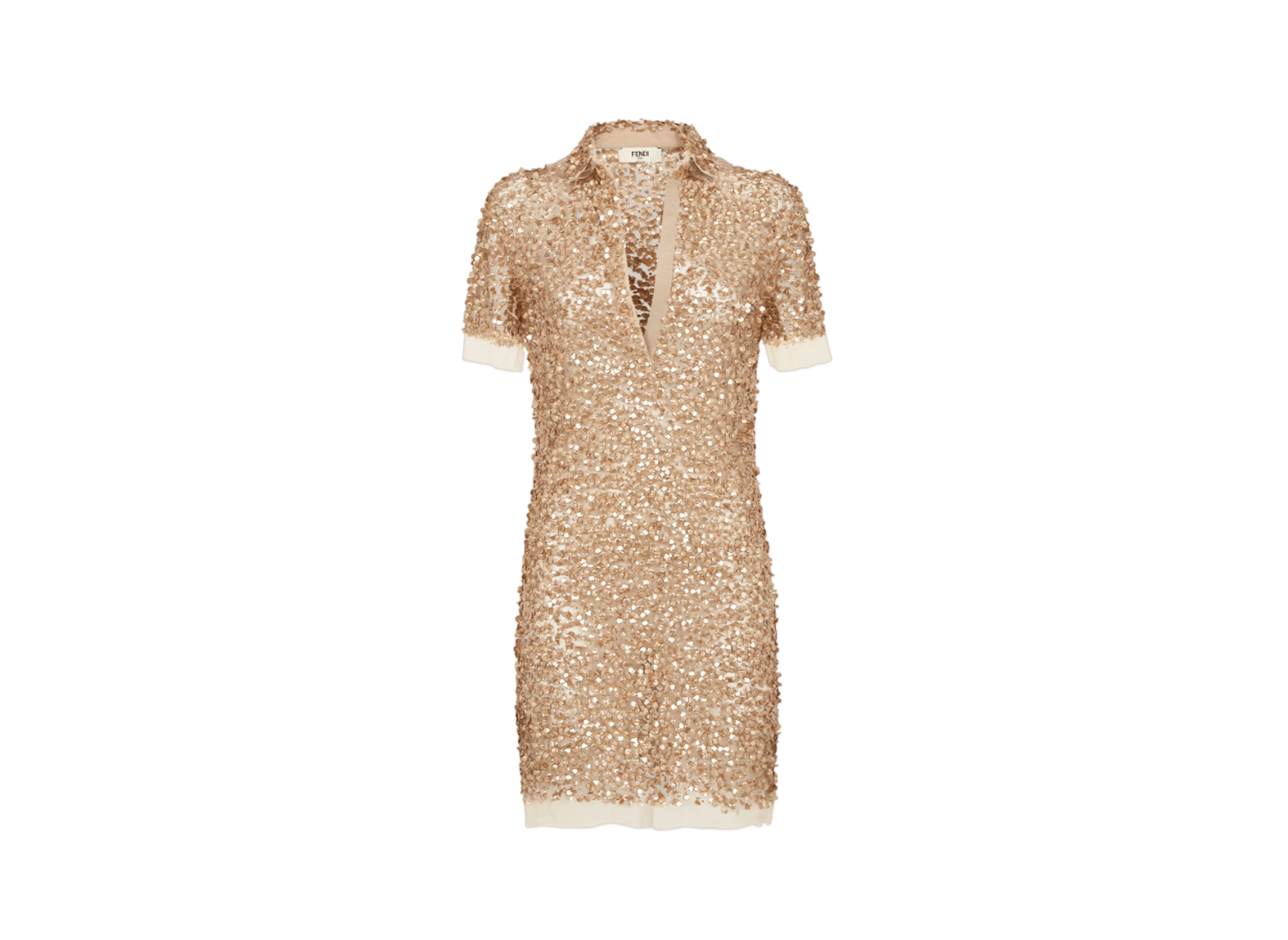 Fendi o1B3y1r0426 Mini Dress in Gold Size M / US 6-8 / IT 42-44 - 1 Preview