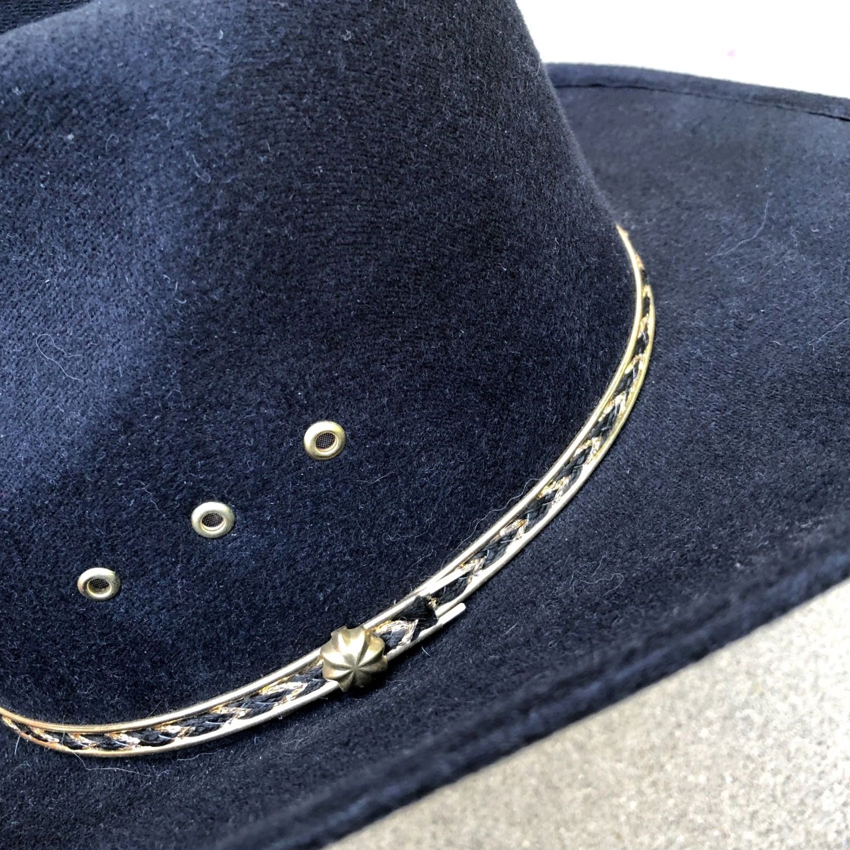 Express WESTERN EXPRESS Cowboy Felt Hat Men's M Black Wide Brim Cap Size ONE SIZE - 3 Thumbnail