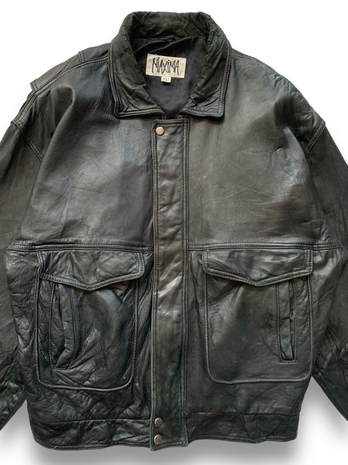 Genuine Leather Vintage Japanese Brand Maxima Flight Bomber Leather Jacket Size US M / EU 48-50 / 2 - 4 Thumbnail