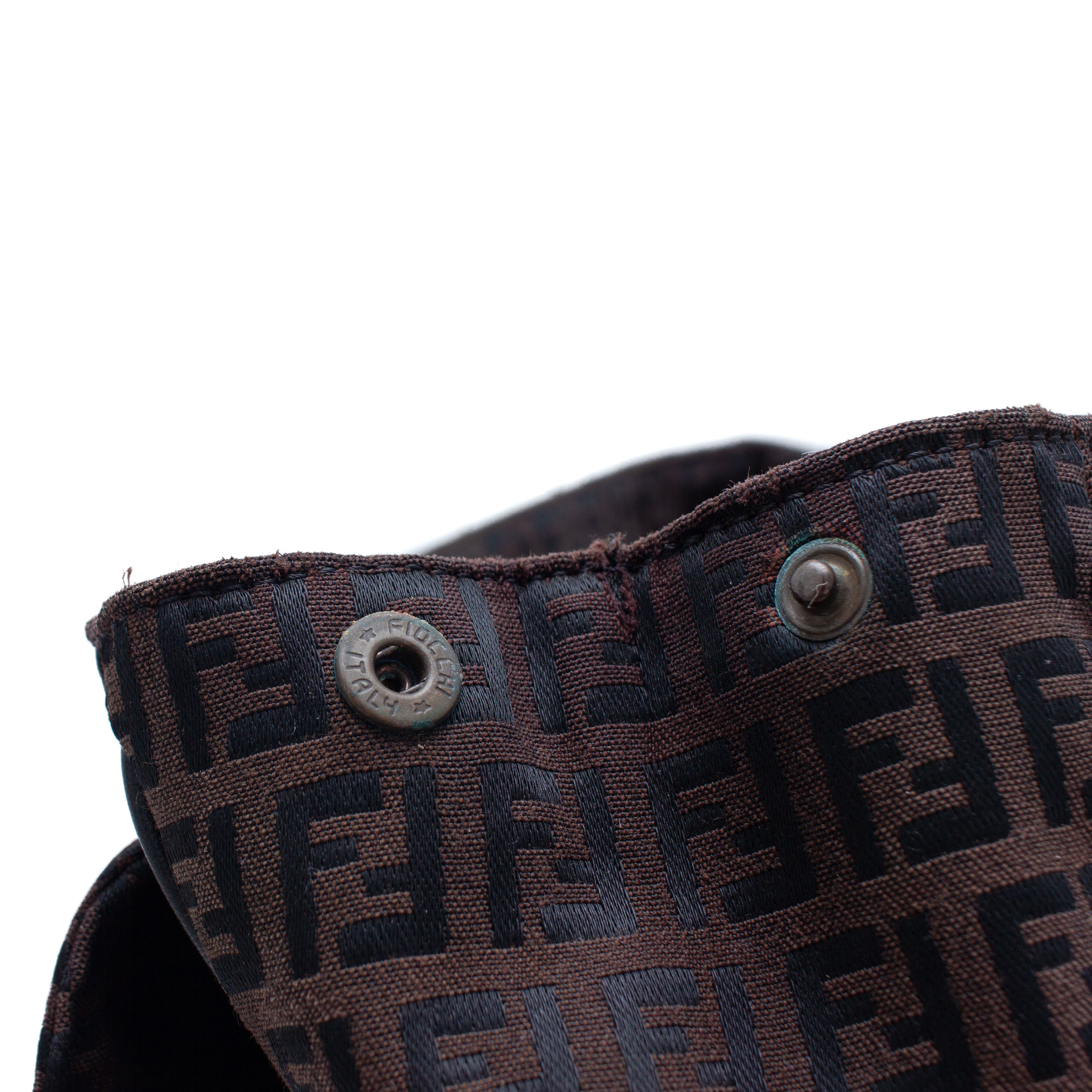 Fendi RARE FENDI VTG Brown Zucchino Canvas Shoulder Bag Size ONE SIZE - 9 Thumbnail