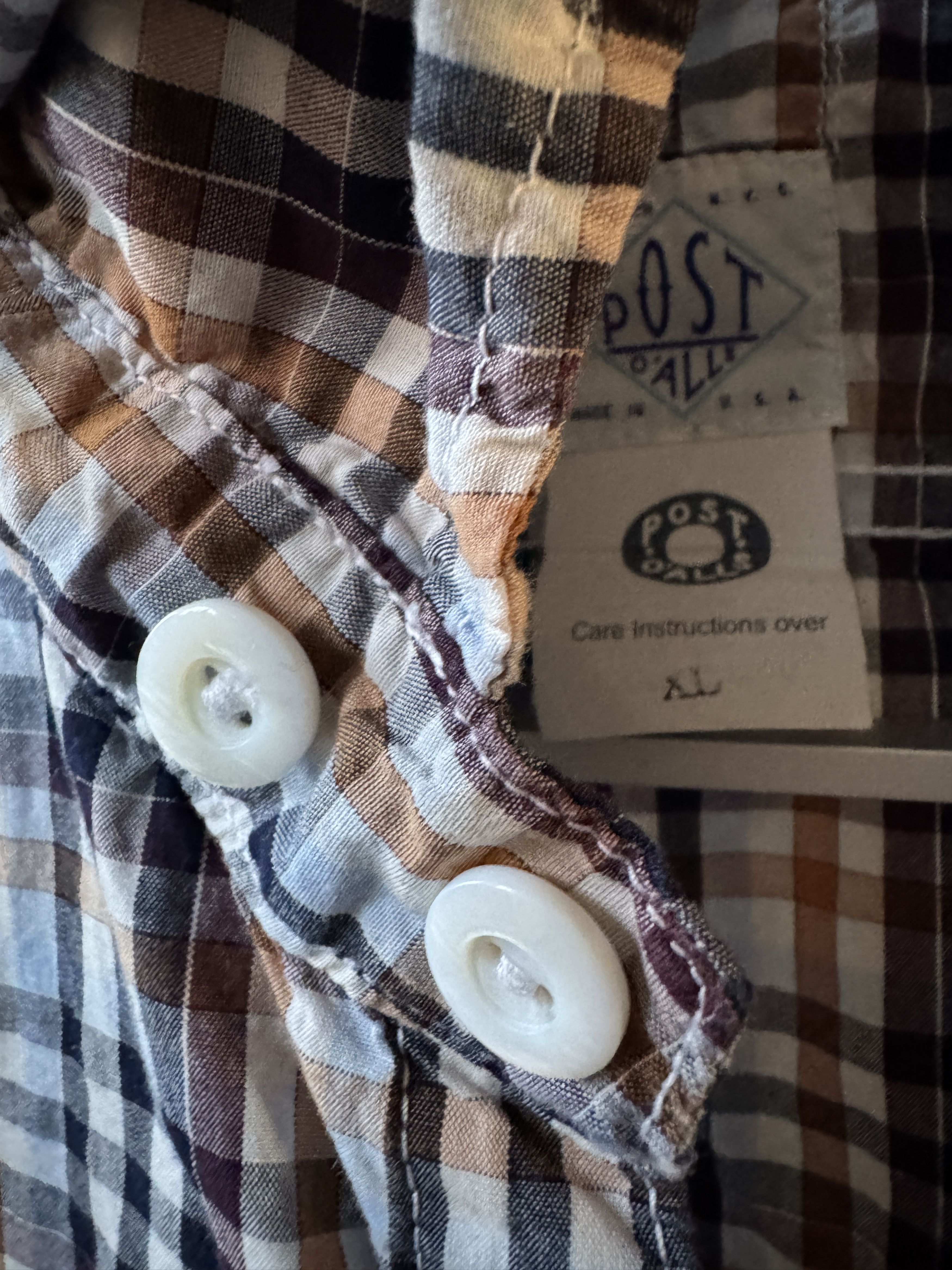 Post Overalls Post O'Alls Checkered Button Up Cotton Shirt Size US XL / EU 56 / 4 - 9 Thumbnail