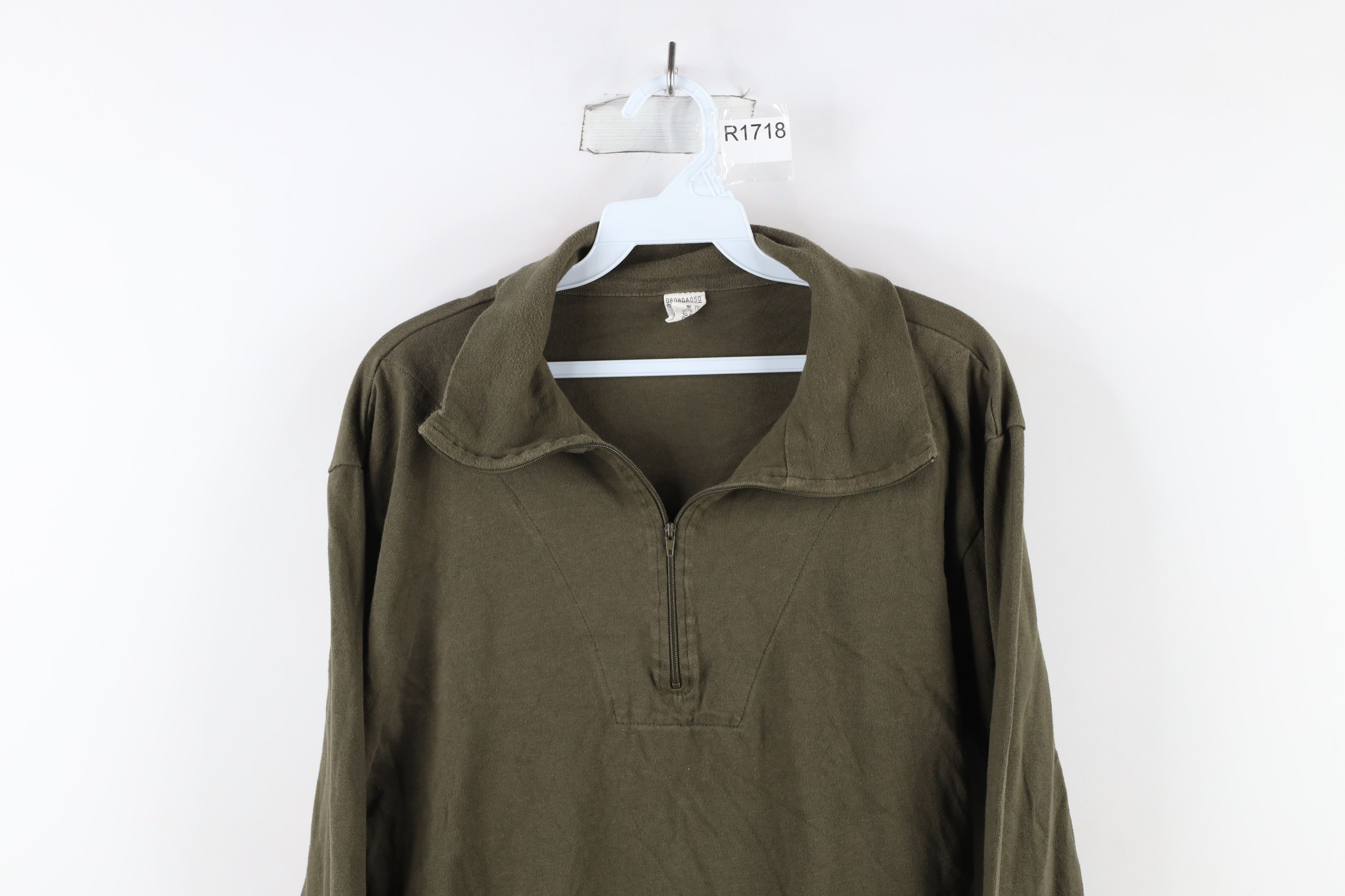 Vintage Vintage German Military Cotton Half Zip Pullover Top Green Size US L / EU 52-54 / 3 - 2 Thumbnail