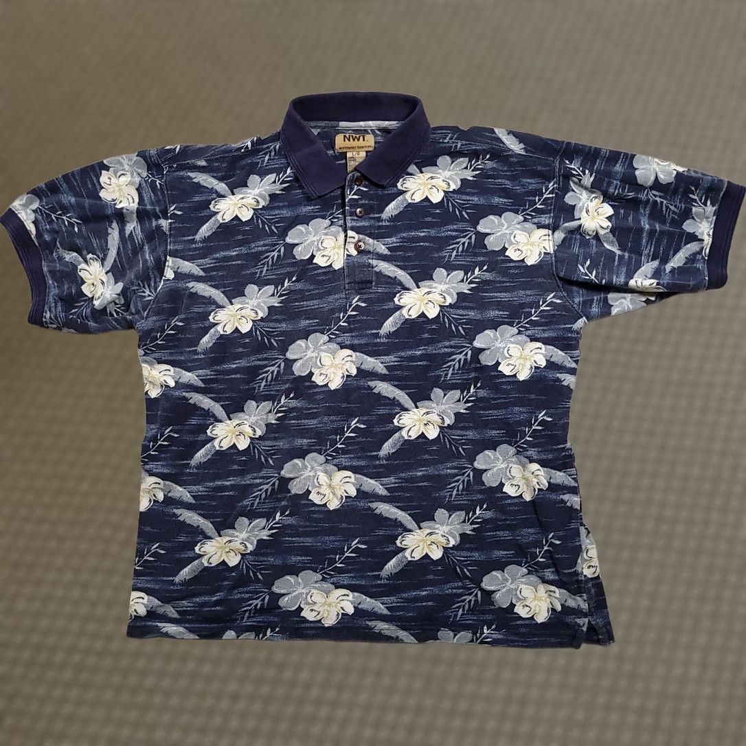 Vintage Northwest Territory Naturals Blue Hawaiian Polo Shirt Mens L Short Sleeve Size US L / EU 52-54 / 3 - 1 Thumbnail
