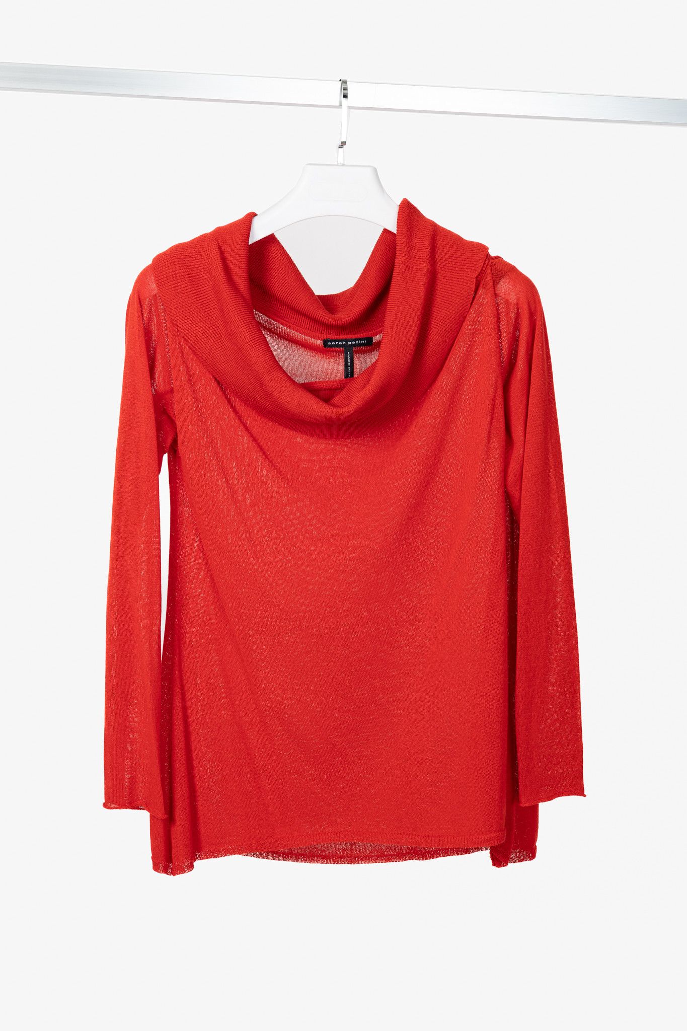 Sarah Pacini Sarah Pacini Red Linen-Blend Knit Cowl Sweater Size ONE SIZE - 1 Thumbnail