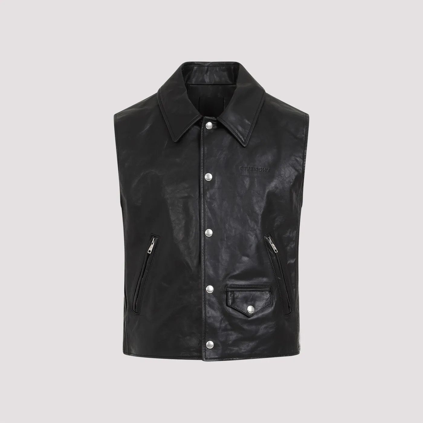 Givenchy o1w1db10525 Leather Vest in Black Size US S / EU 44-46 / 1 - 1 Thumbnail