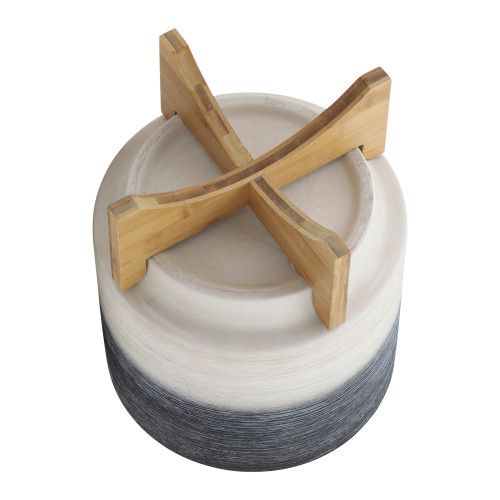 Designer × Homemade CERAMIC 10" PLANTER ON WOODEN STAND, GRAY Size US L / EU 52-54 / 3 - 6 Thumbnail