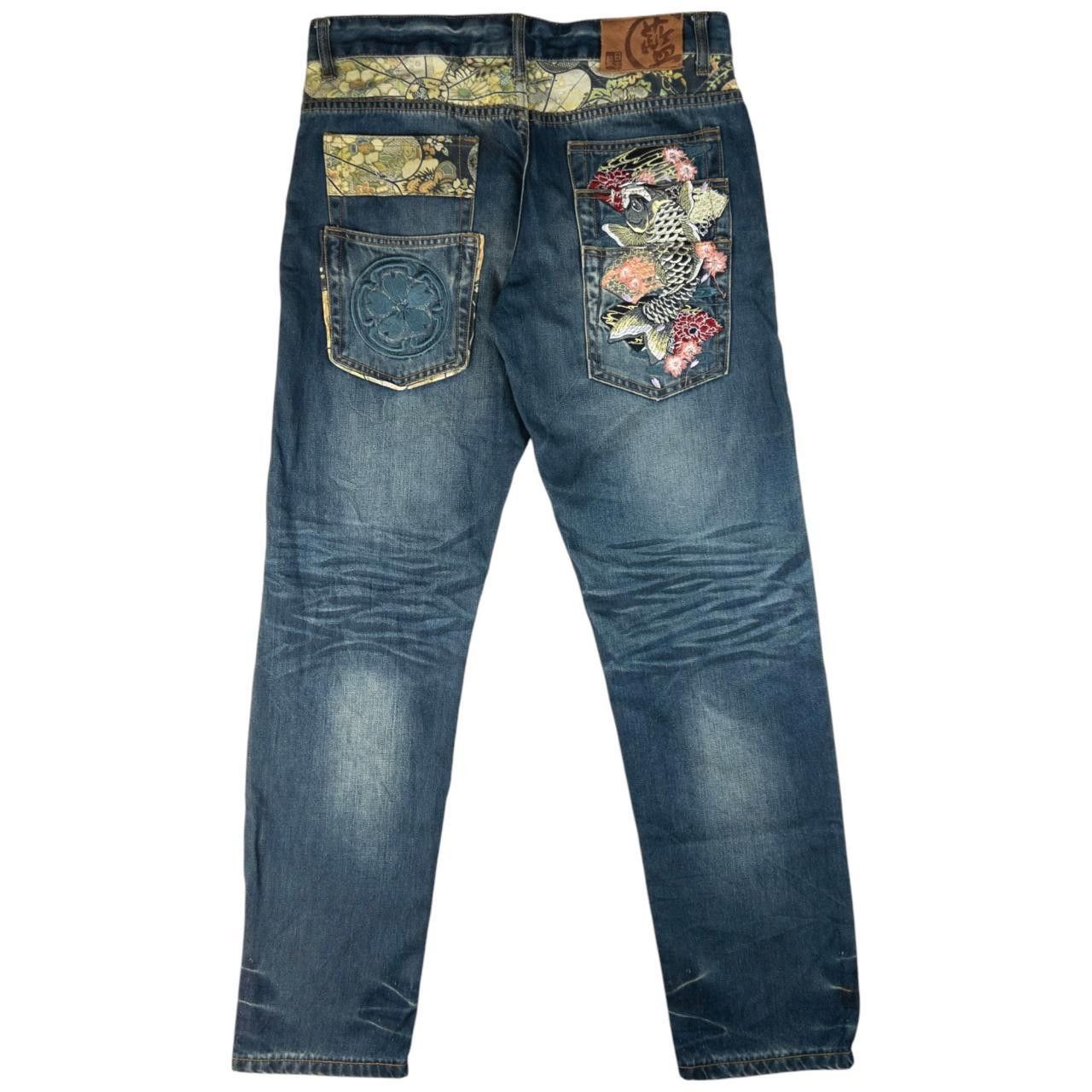 Other Nippon Blue Embroidered Patchwork Denim Jeans Size W32 Size US 32 / EU 48 - 3 Thumbnail