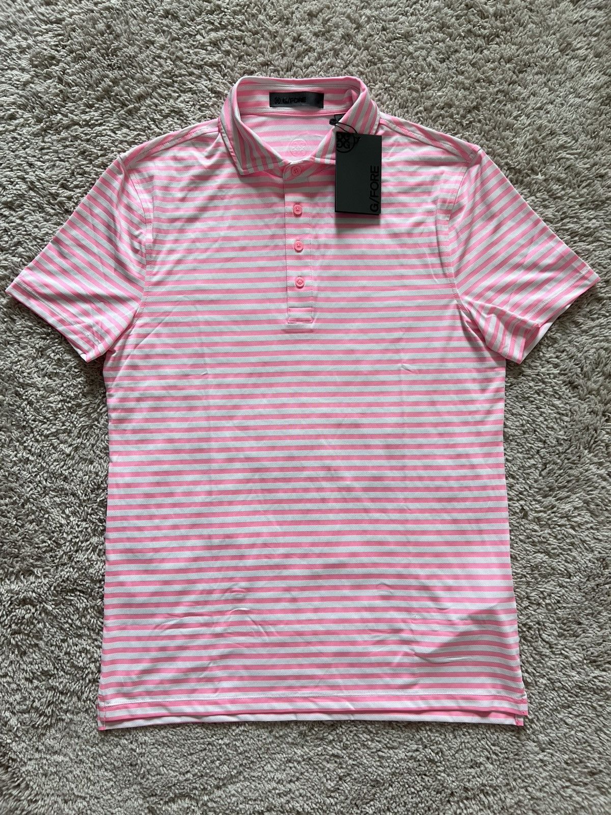 G/FORE G/FORE Men's Candy Perforated Stripe Tech Jersey Polo Size US L / EU 52-54 / 3 - 7 Thumbnail