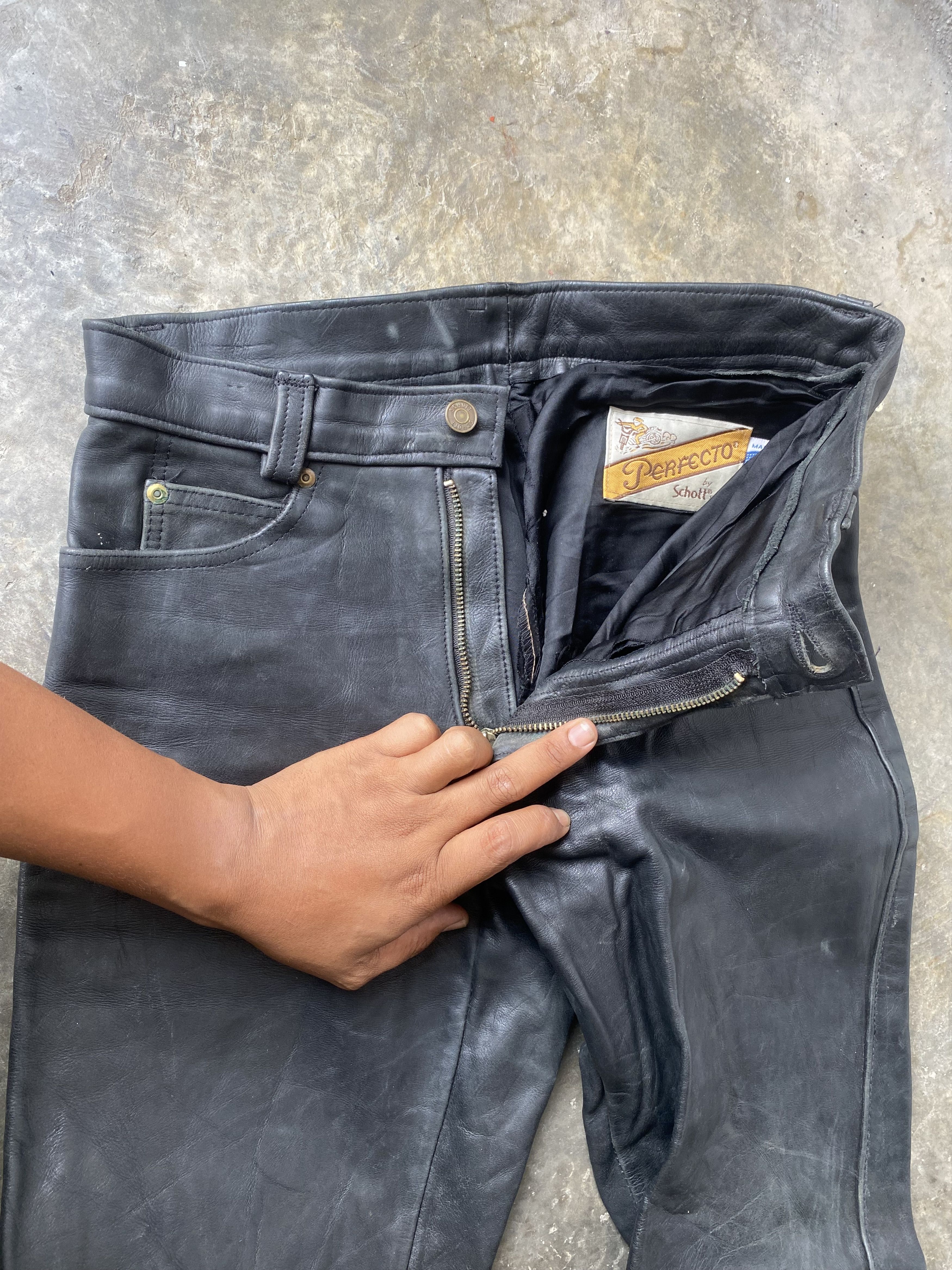 Genuine Leather × Schott × Vintage Authentic Vintage Schott Perfecto Racer Leather Pants Size US 30 / EU 46 - 4 Thumbnail