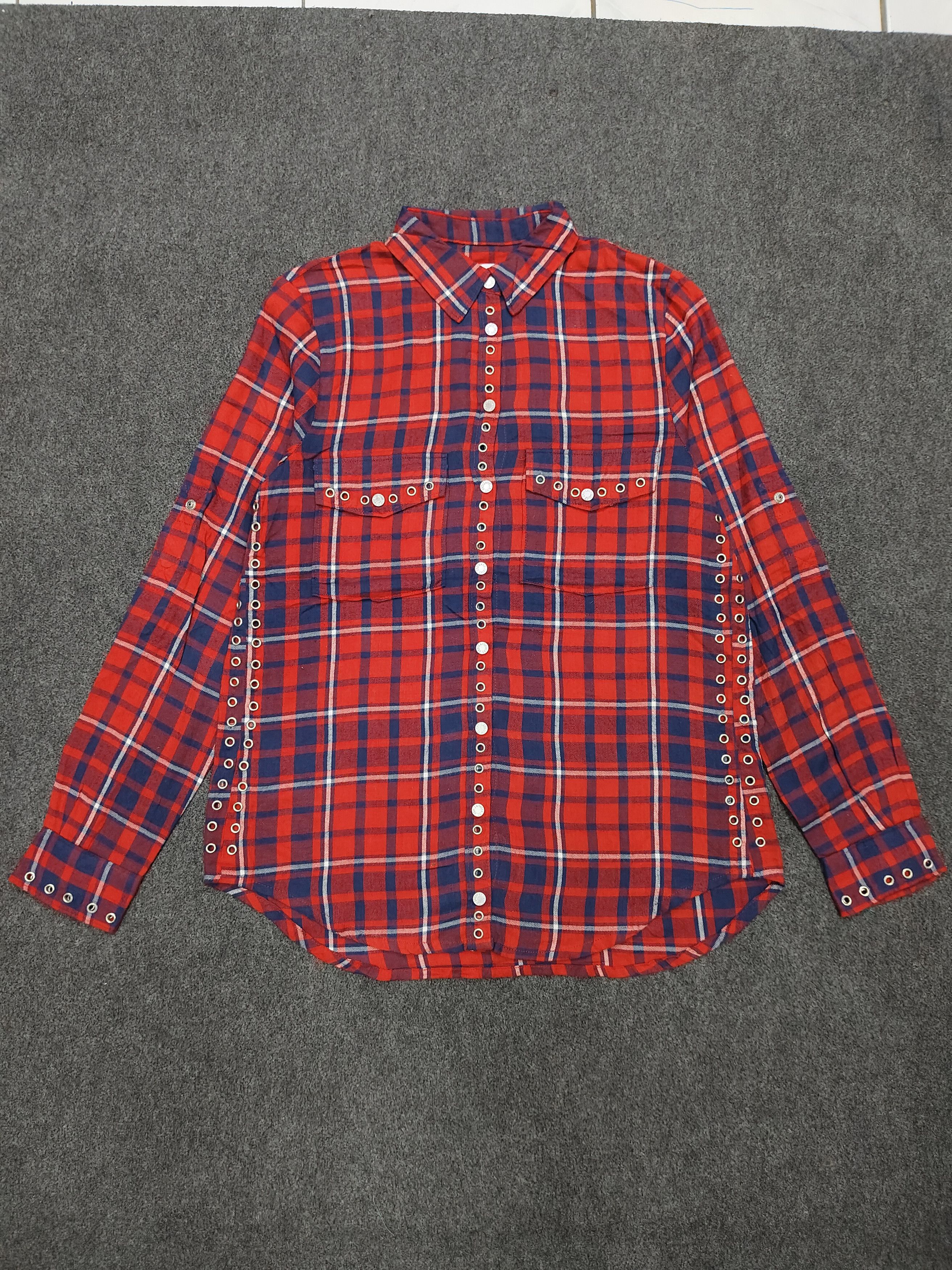 Zadig & Voltaire Zadig & Voltaire❤️‍🔥Punk Rock Grommet Hardware Flanel Shirt Size M / US 6-8 / IT 42-44 - 5 Thumbnail