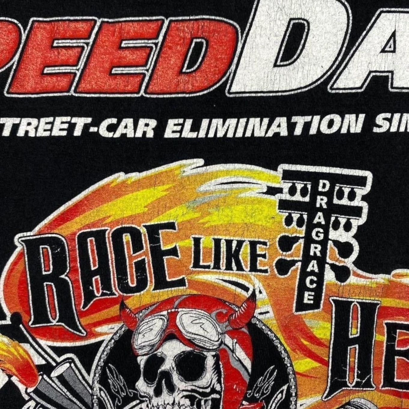 Fruit Of The Loom Speed Days “Race Like Hell” Drag Racing Motorsports Graphic Black T-Shirt XL Size US XL / EU 56 / 4 - 4 Thumbnail
