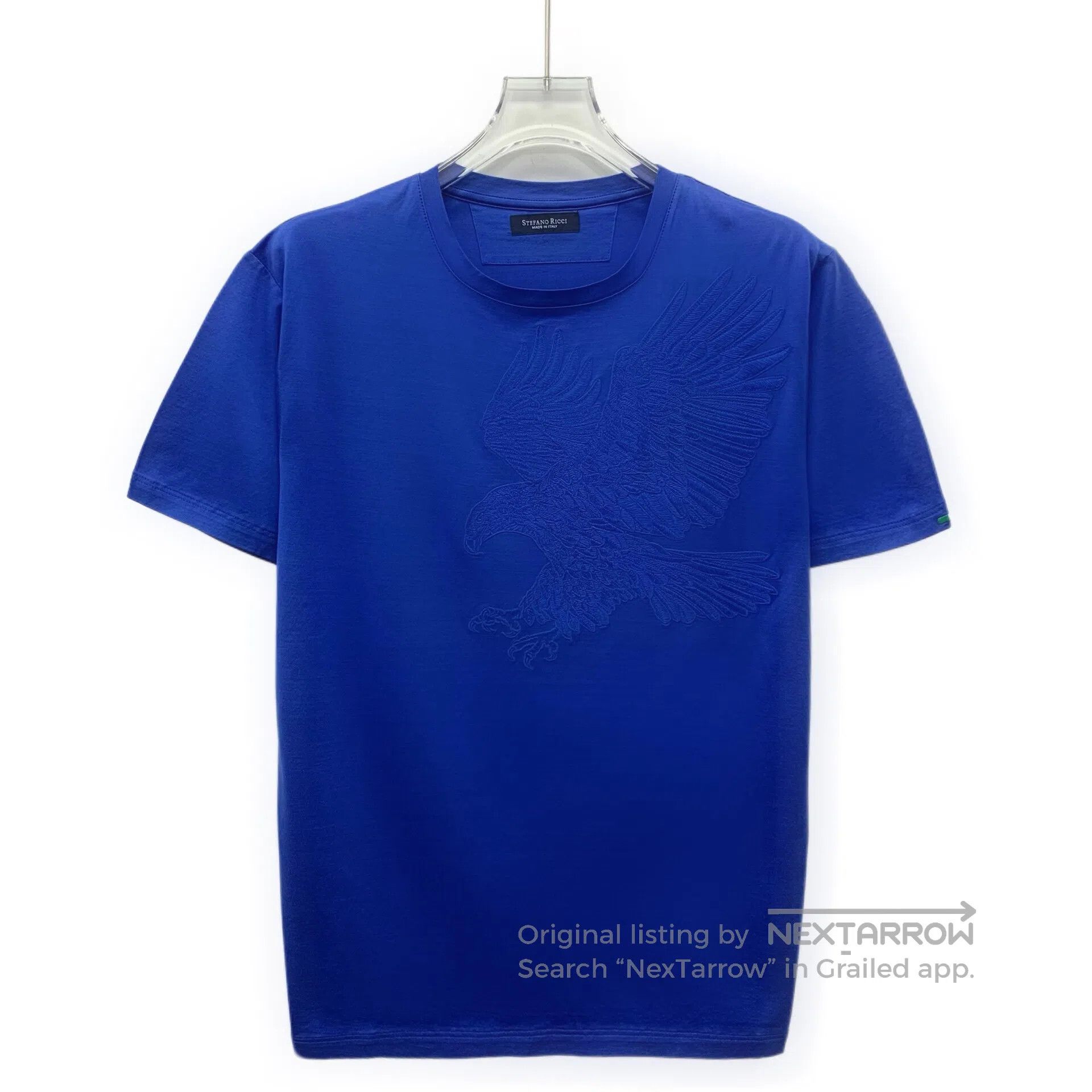 Stefano Ricci Stefano Ricci Dark Blue Eagle Embroidered Cotton Round Nec Size US S / EU 44-46 / 1 - 1 Thumbnail
