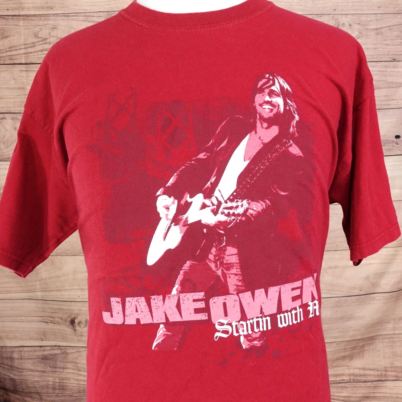 Gildan JAKE OWENS STARTIN WITH ME COUNTRY MUSIC TOUR TSHIRT XL RED UNISEX ADULT T-SHIRT COTTON CREW NECK SHORT SLEEVE GroW? Size US XL / EU 56 / 4 - 2 Thumbnail