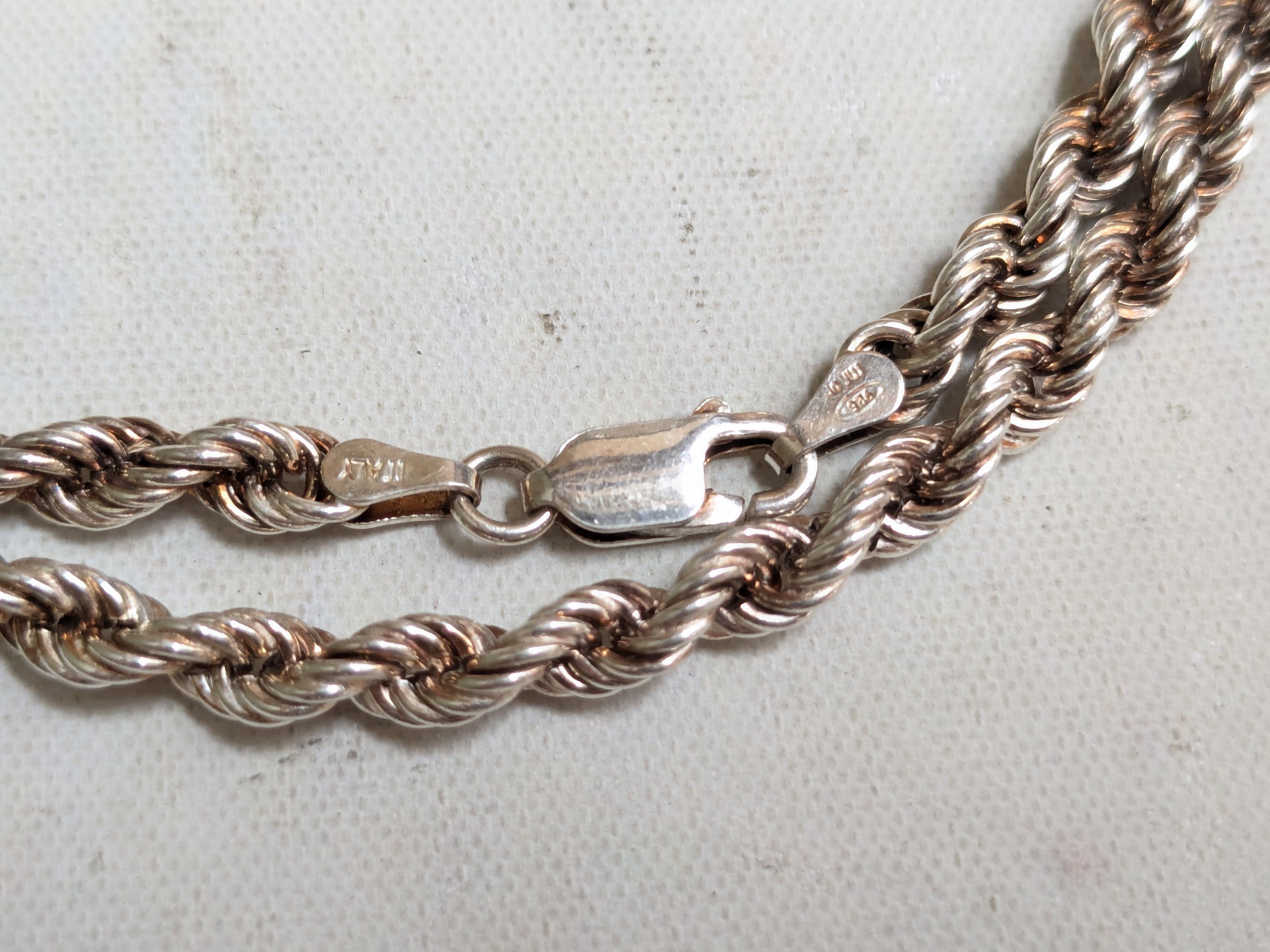 Jewelry Milor Sterling Silver Rope Necklace Twist 24" Size ONE SIZE - 9 Thumbnail