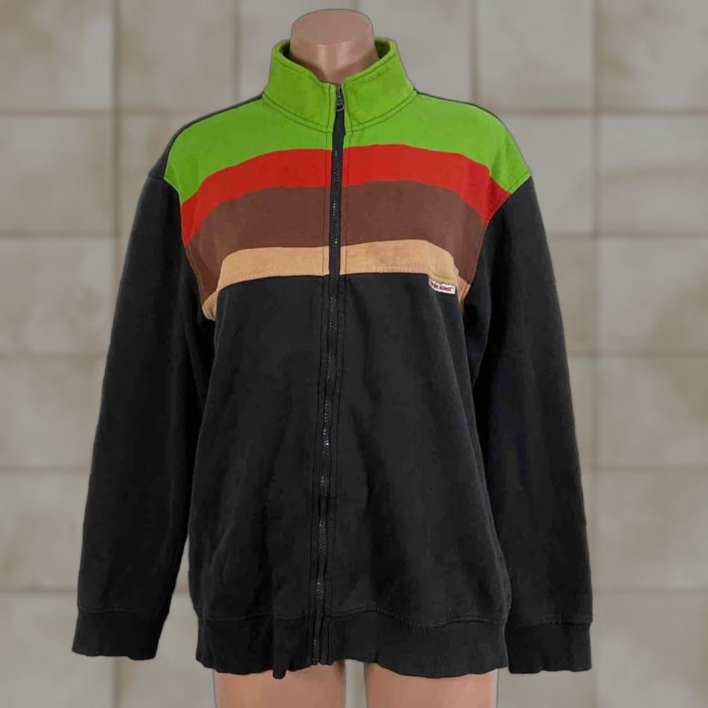 VINTAGE Burger King 90s Full Zip Sweatshirt Jacket Mens L Black