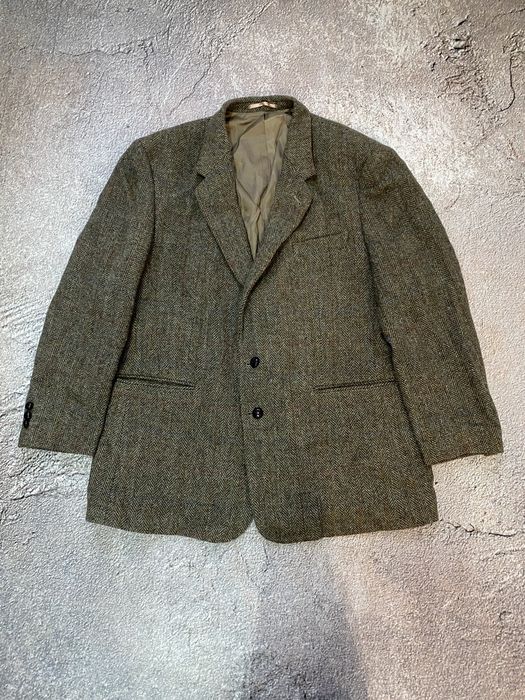 Vintage 90's Vintage Harris Tweed 100% Wool Dark brown Blazer