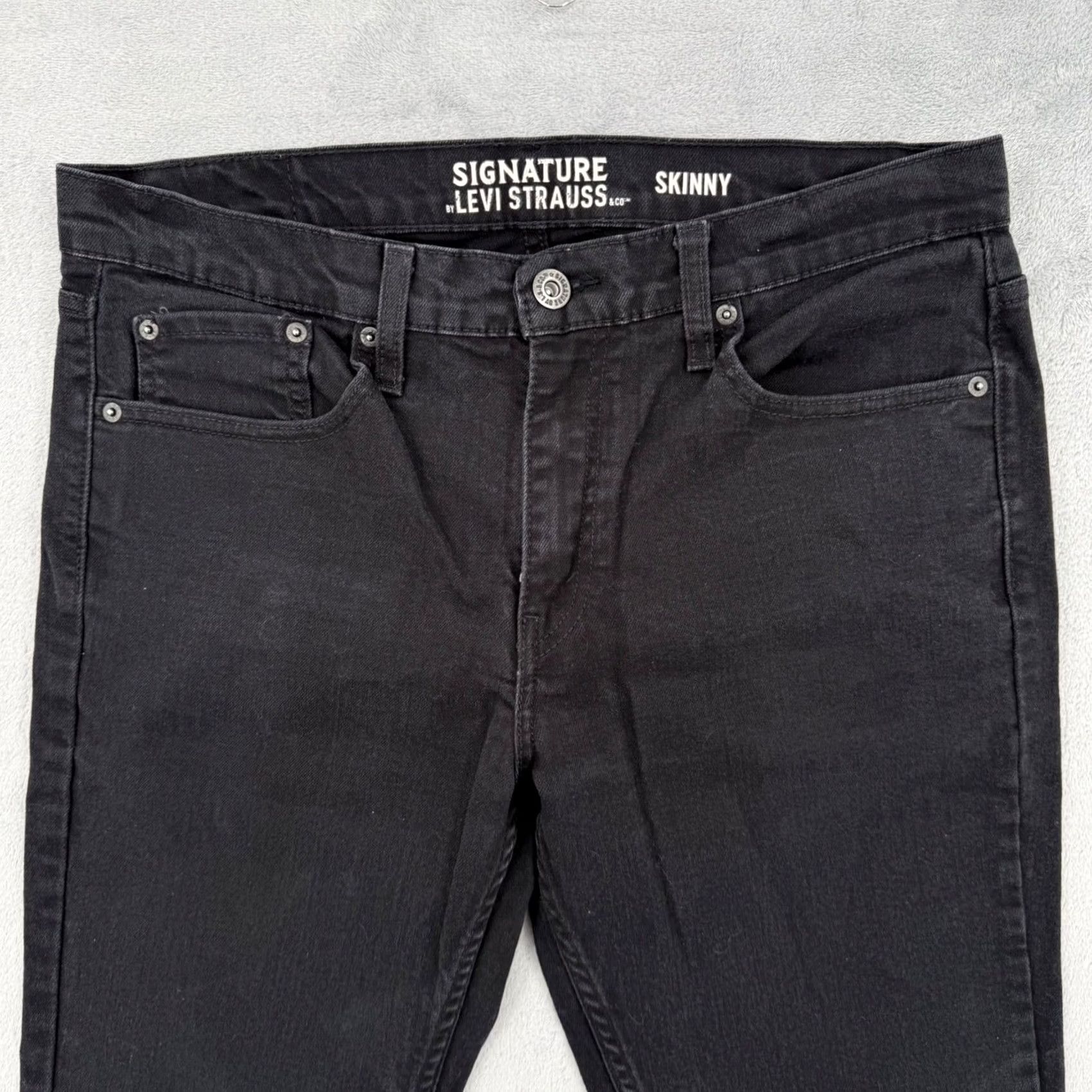 Vintage Signature Levi Strauss Skinny Jeans Mens Black Denim Mid Rise Size W 33 L30 Size 24" / US 00 / IT 34 - 3 Thumbnail