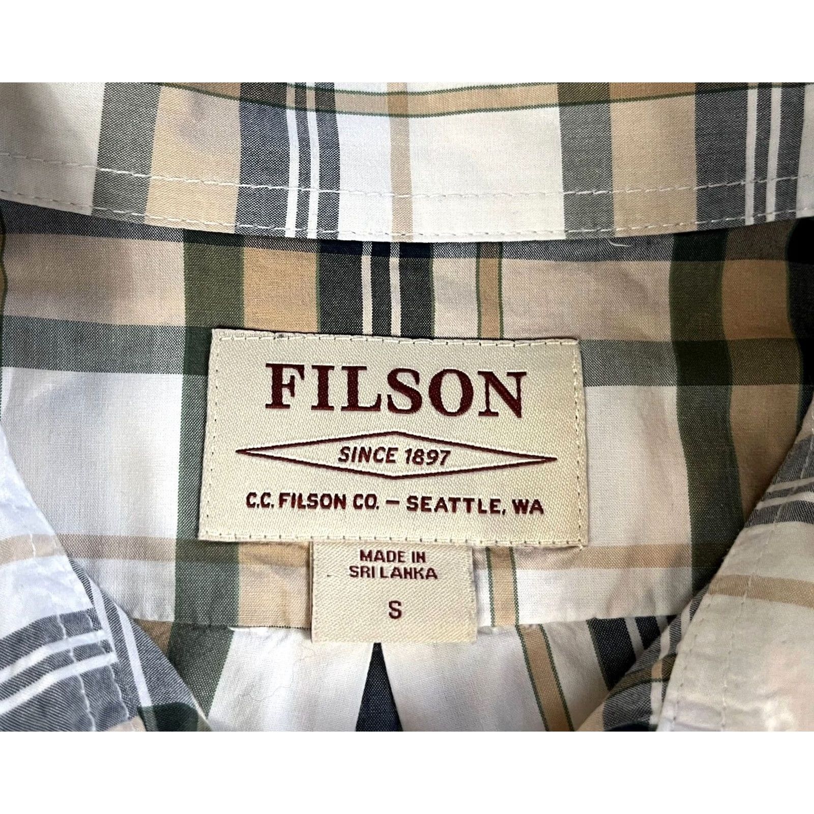 Filson Filson Men's Feather Cloth Shirt Plaid Sz S Button-Up Long Sleeve Cotton Multicolor Navy Tan White Size US S / EU 44-46 / 1 - 5 Thumbnail