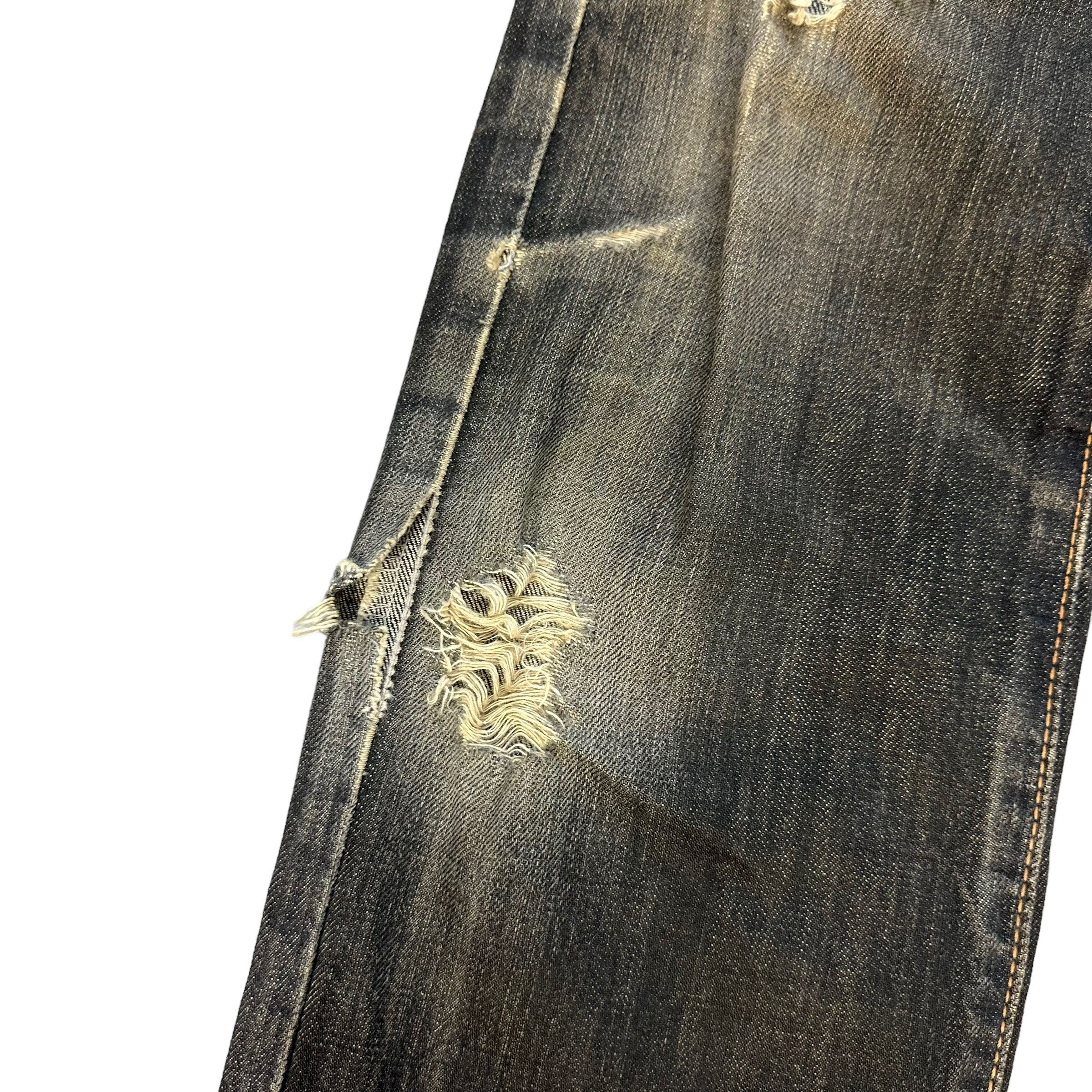Edwin TRASHED🔥 VINTAGE EDWIN DISTRESSED JEANS #7627-158 Size US 27 - 6 Thumbnail