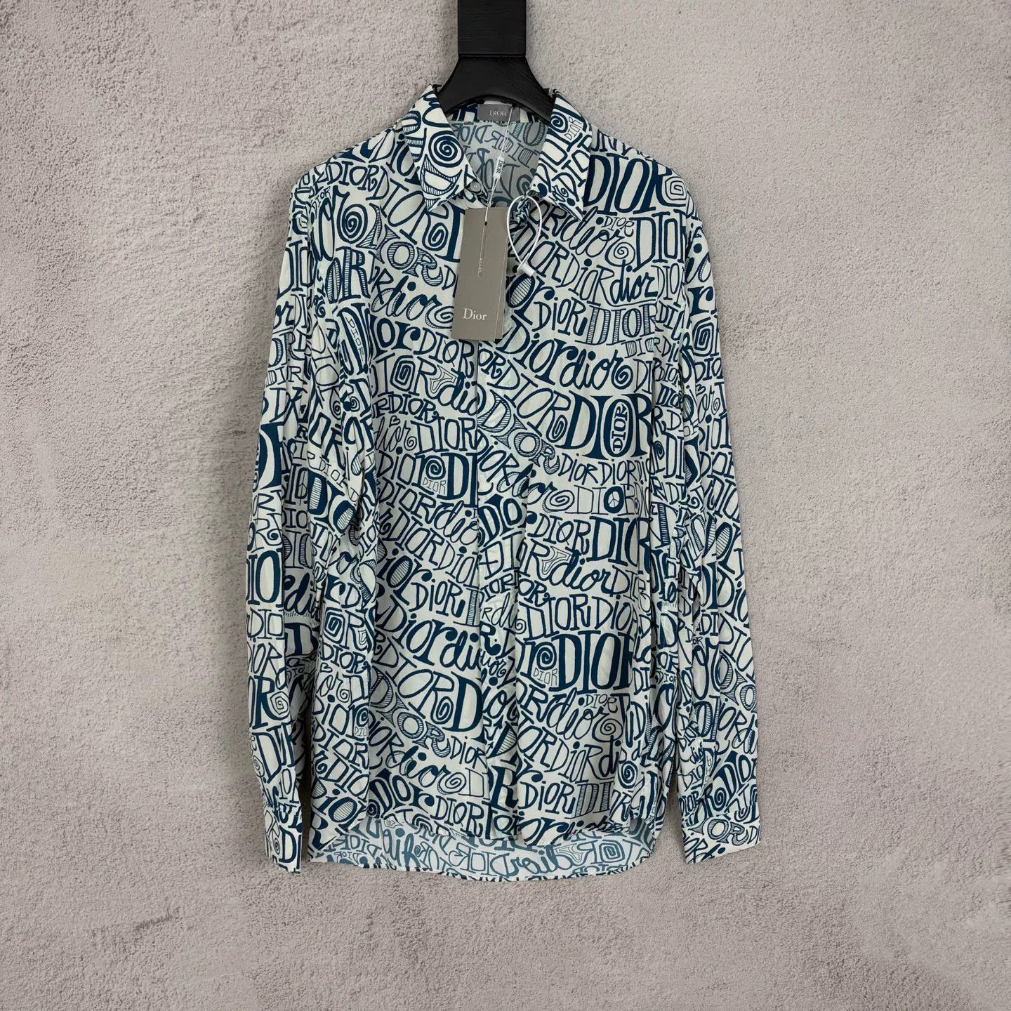 Dior DIOR x Stussy Logo Print Long-Sleeve Shirt Size US XXS / EU 40 - 1 Thumbnail