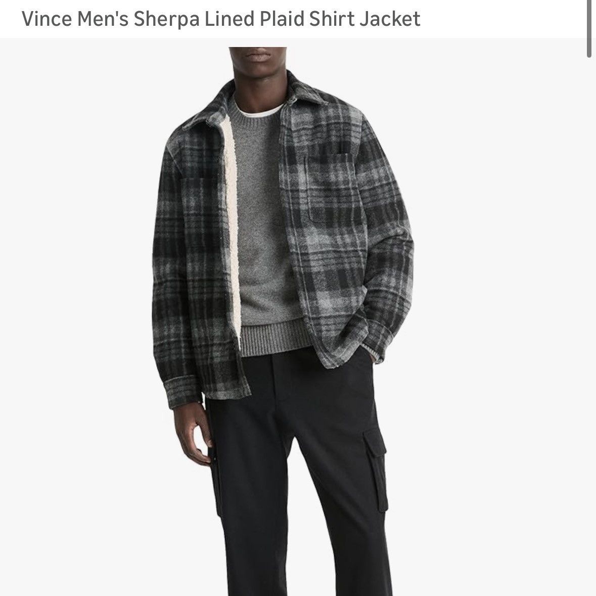 Vince Vince Men's Sherpa Lined Plaid Shirt Jacket Size US M / EU 48-50 / 2 - 2 Thumbnail