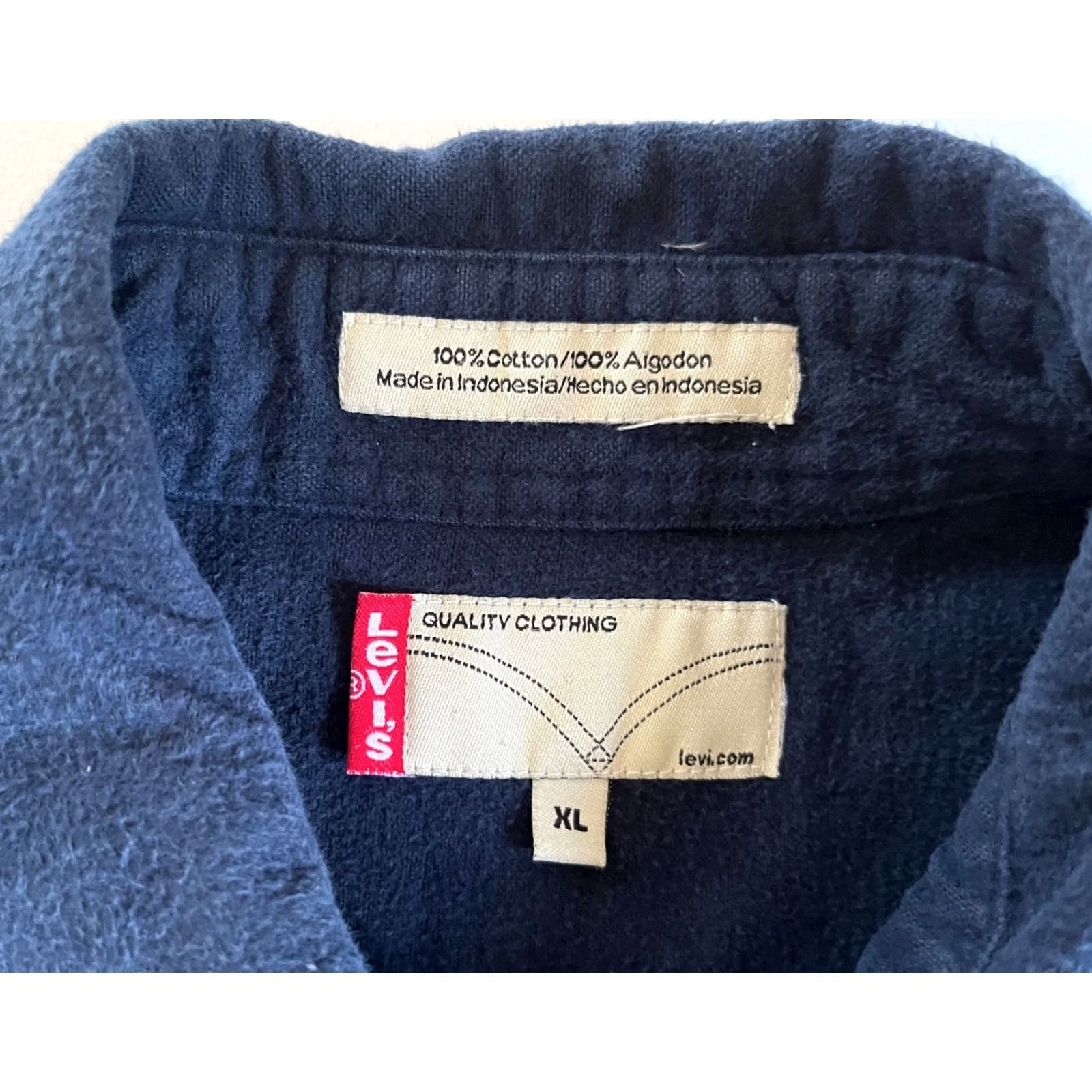 Levi's VINTAGE Levi's Shirt Chamois Flannel Button-Up Navy XL Men's 90s Classic Outdoor Pockets Size US XL / EU 56 / 4 - 5 Thumbnail