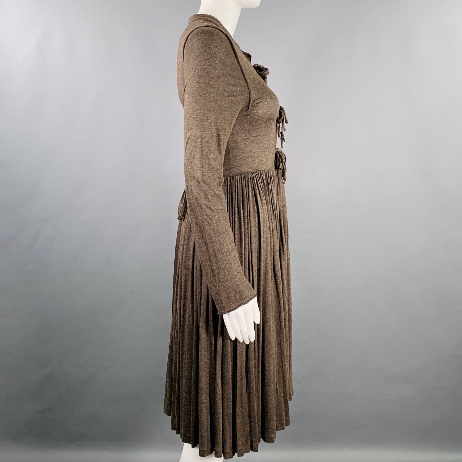 Stella McCartney STELLA McCARTNEY Size M Brown Viscose Pleated Dress Size M / US 6-8 / IT 42-44 - 3 Thumbnail