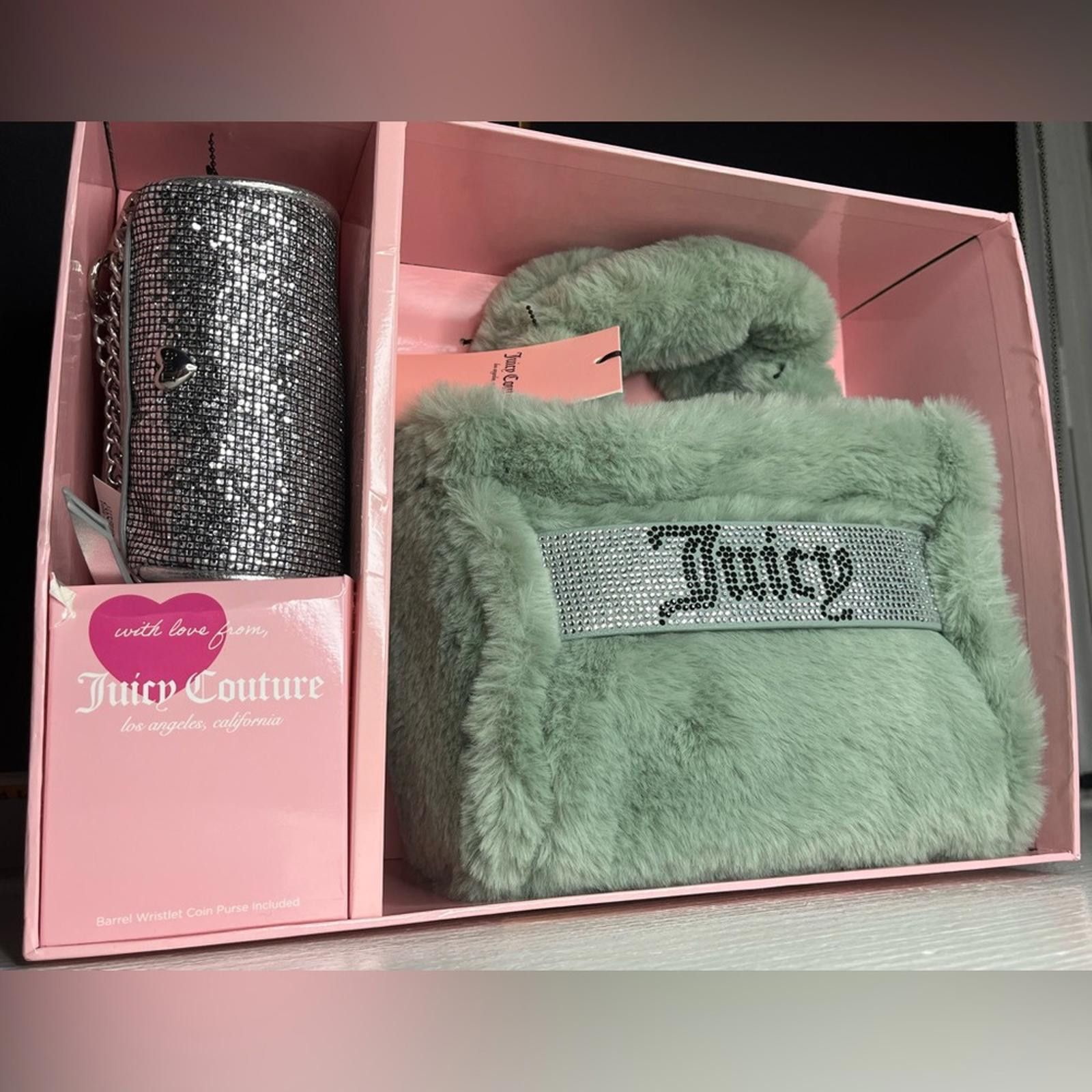 Juicy Couture Jeans Juicy Couture Fuzzy Satchel And Diamond Barrel Bag NWT in Green, Women's