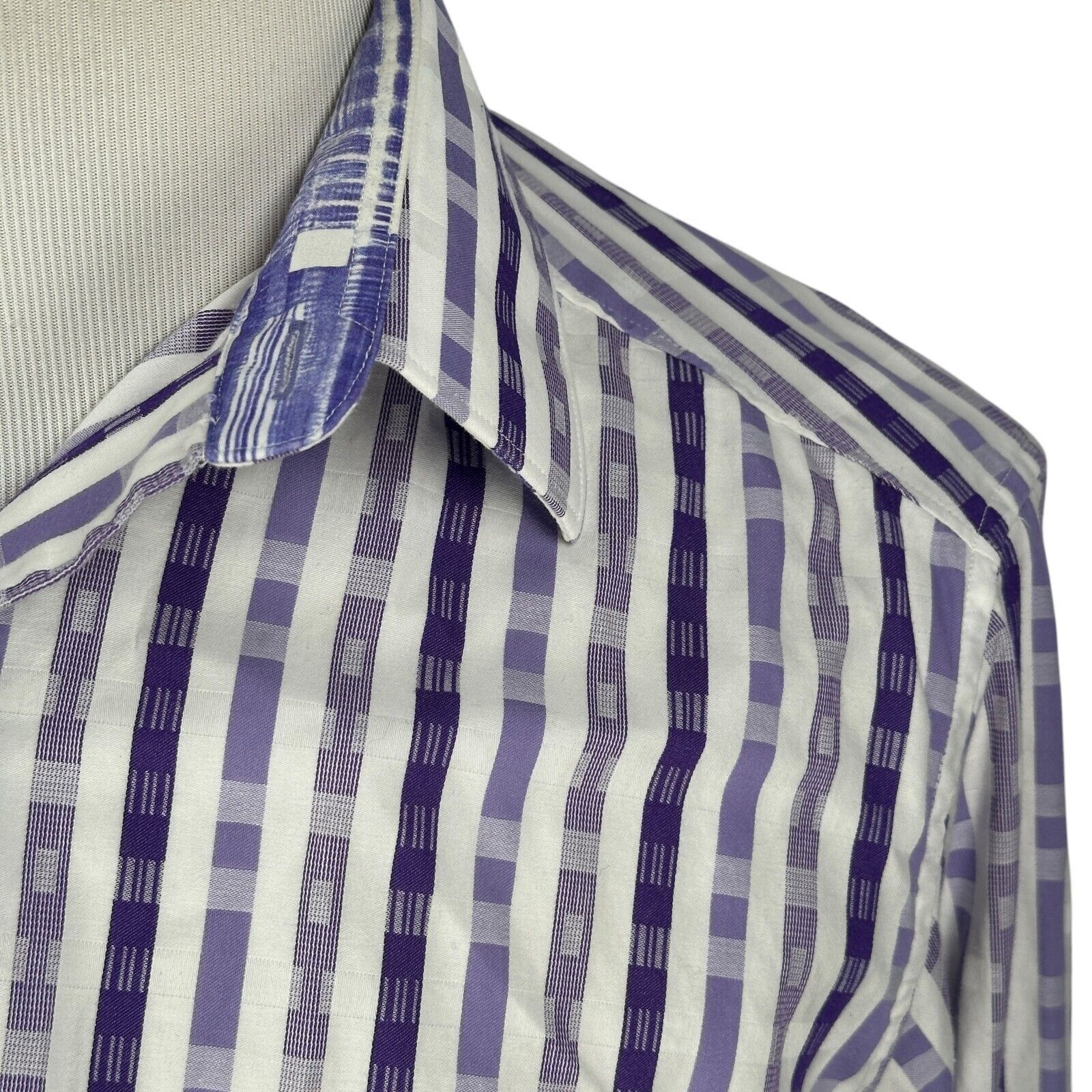 Robert Graham Robert Graham Shirt Men’s Large Purple White Striped Flip Size US L / EU 52-54 / 3 - 3 Thumbnail
