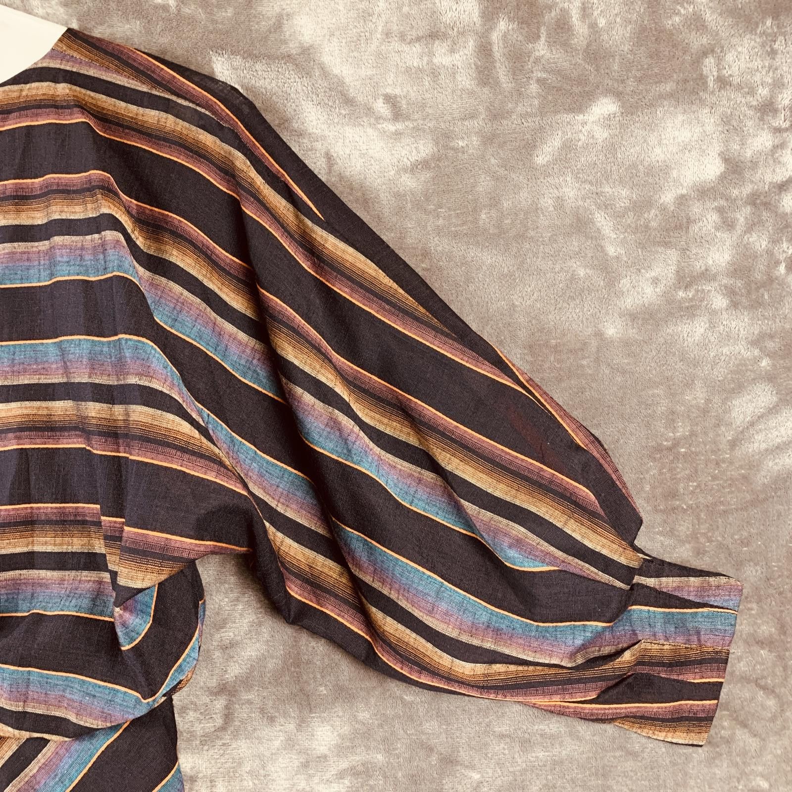 Unknown London Vintage 80s Womens Long Sleeve Striped Midi Dress (384) Size S / US 4 / IT 40 - 9 Thumbnail