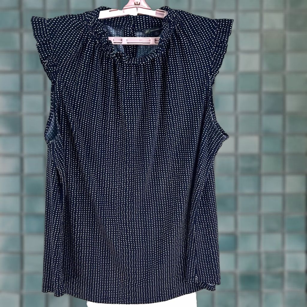 Vintage Adriana Papell Blouse Sleeveless Polka Dot Top Womens 1X Blue Size XL / US 12-14 / IT 48-50 - 1 Thumbnail