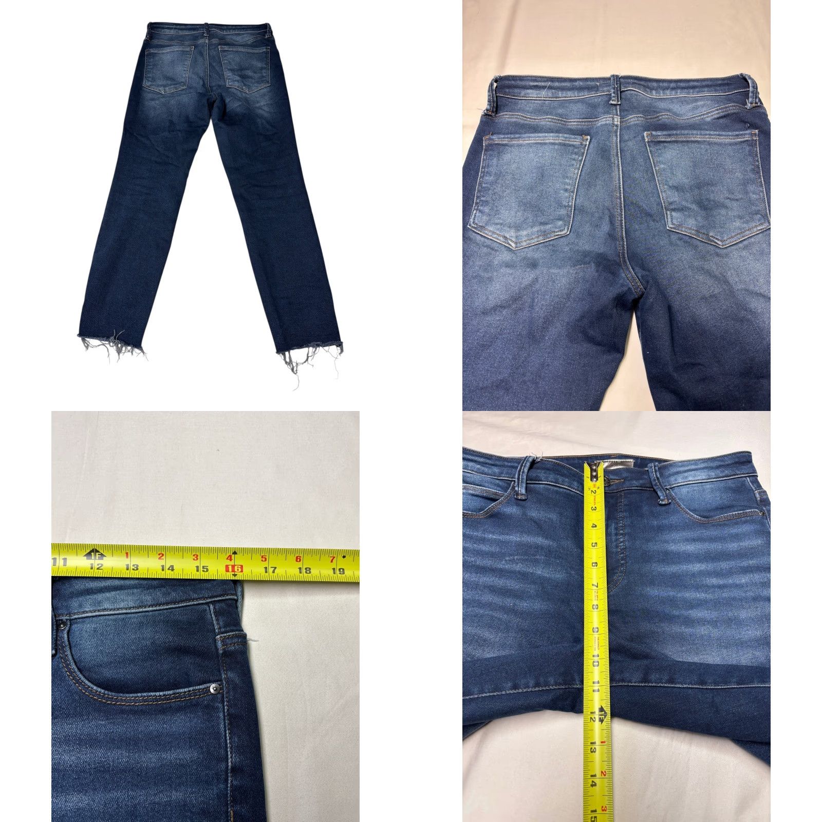 Vintage KUT from the Kloth Charlize High Rise Cigarette Leg Jeans Dark Wash Size 8 W32 L26 Women Denim Stretch Distressed Pockets Zipper Button Slim Ankle Size 30" / US 8 / IT 44 - 8 Thumbnail