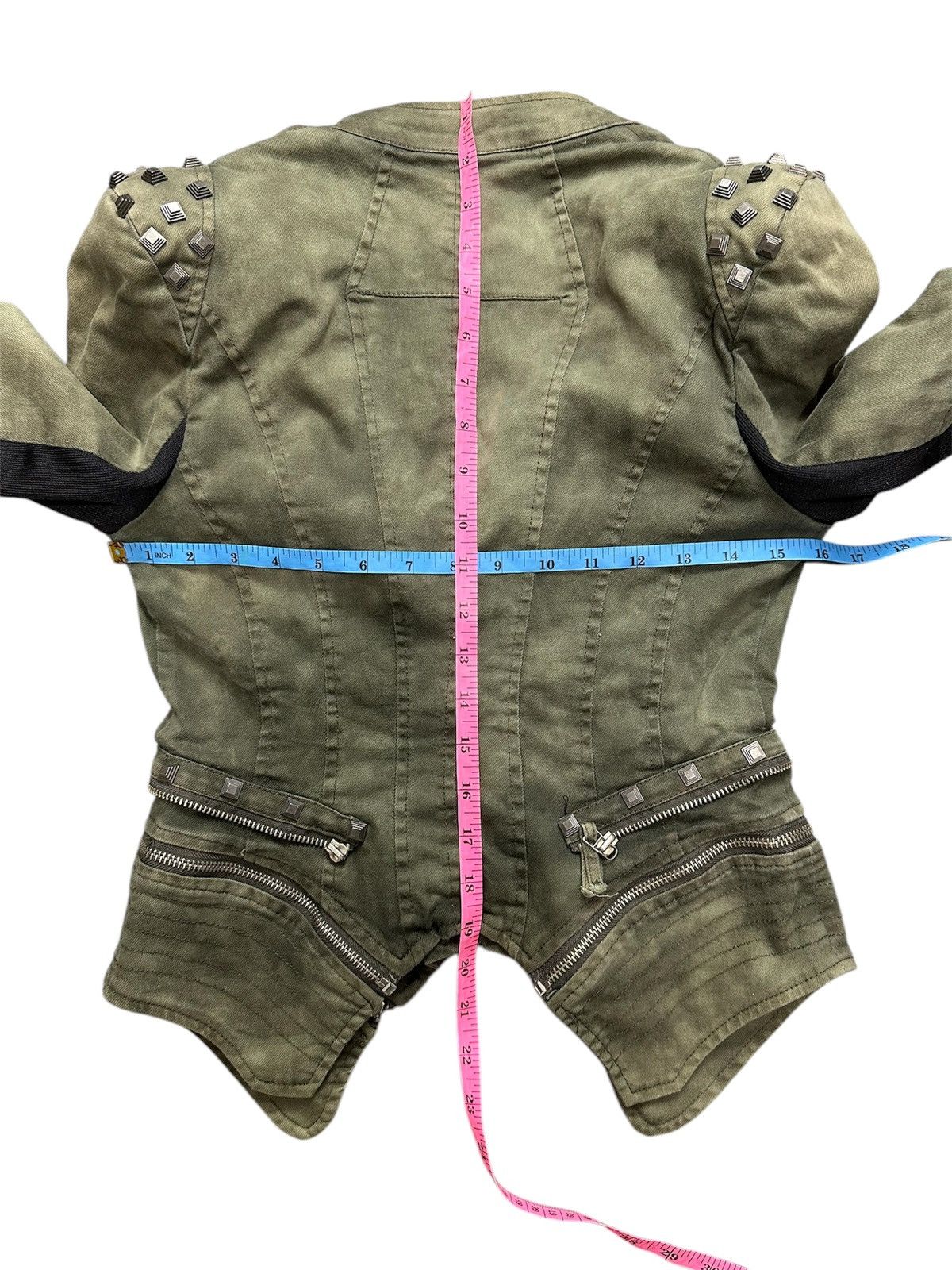 20471120 SICK FADED ARCHIVE Avant-Garde CROPPED STUDDED JACKET Size XS / US 0-2 / IT 36-38 - 13 Thumbnail