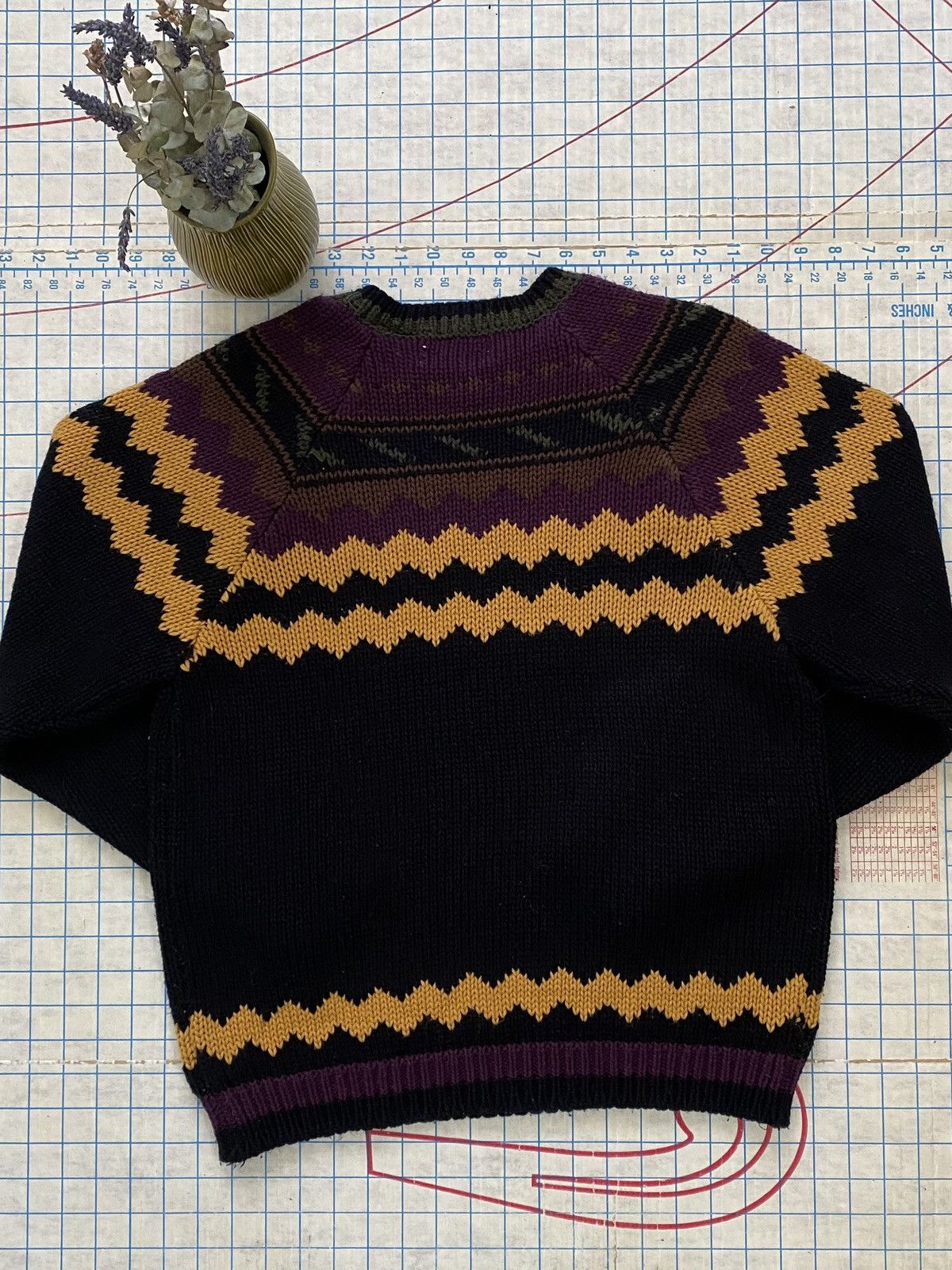Vintage Vintage Crazy Pattern Knit Sweater Black Fits Small Size US S / EU 44-46 / 1 - 7 Thumbnail