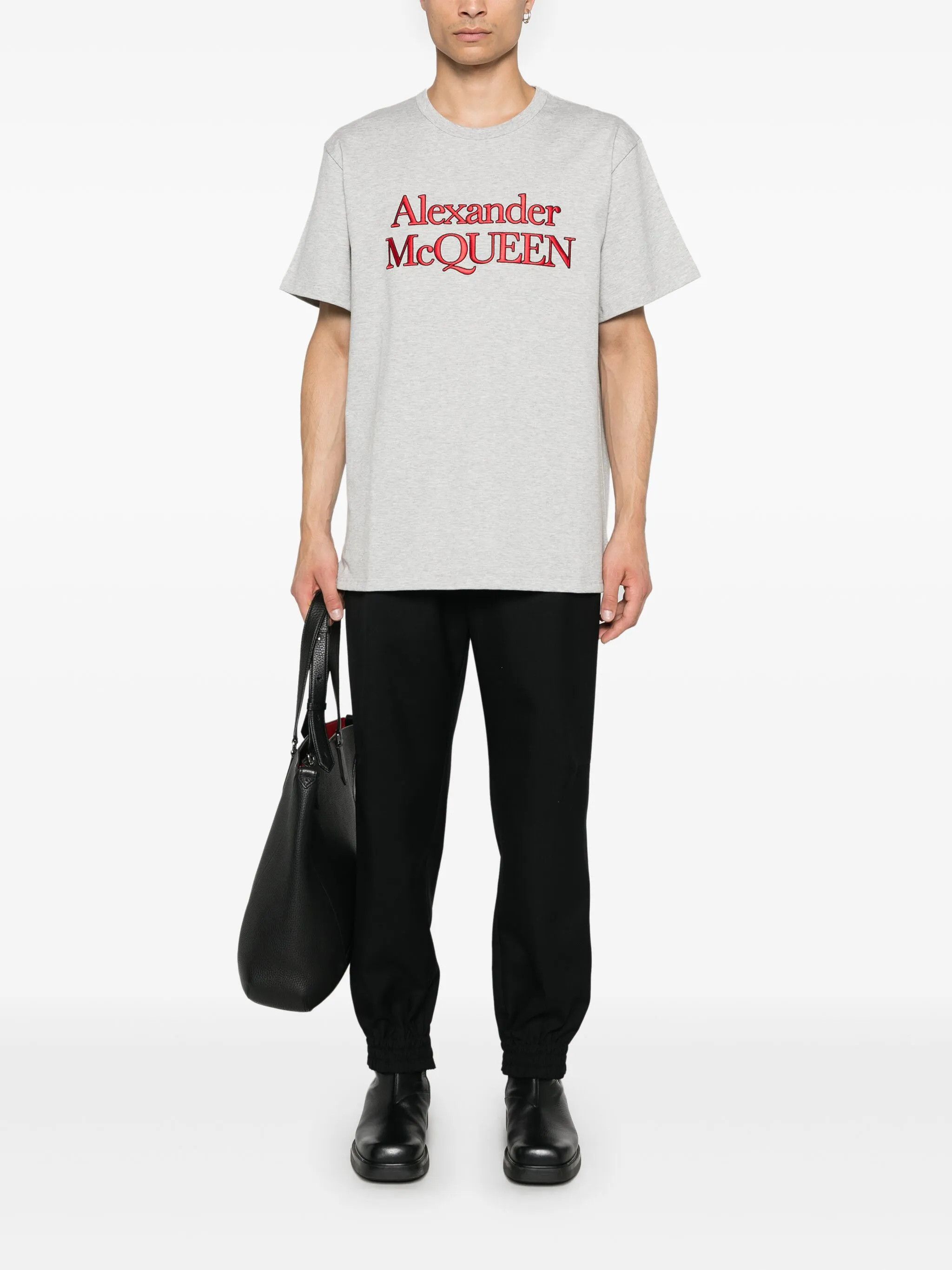Alexander McQueen ALEXANDER MCQUEEN gray logo embroidered t-shirt Medium q Size US M / EU 48-50 / 2 - 2 Thumbnail