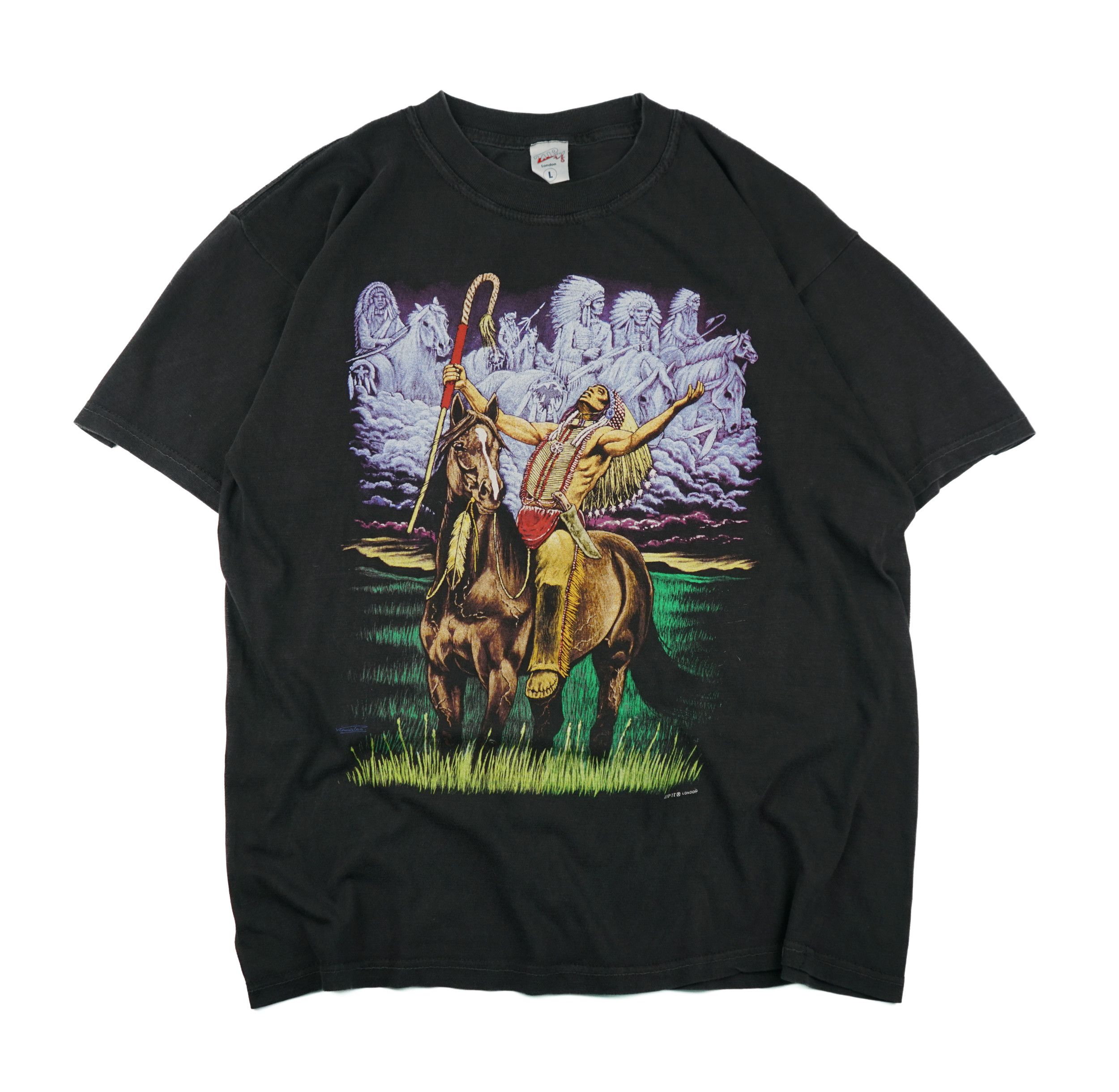 Vintage Vintage 1990s Native American And Mustang T-Shirt Size US L / EU 52-54 / 3 - 1 Thumbnail