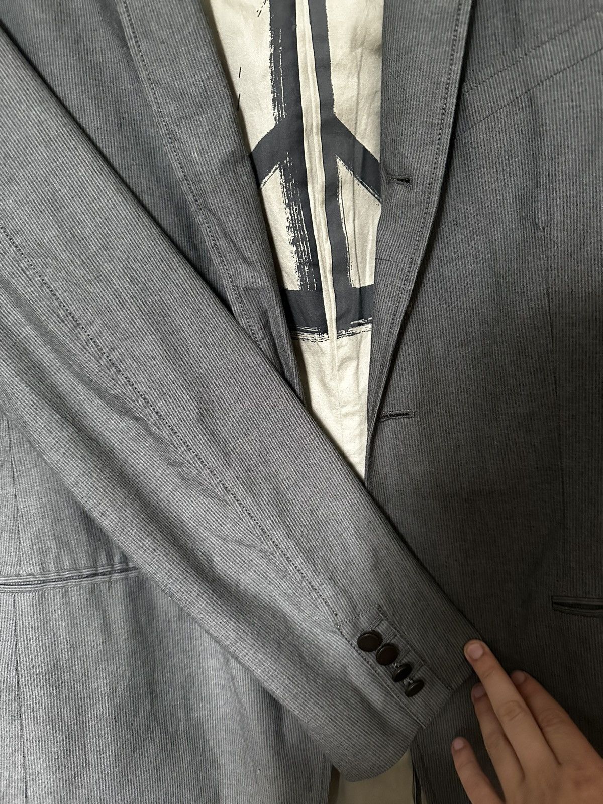 John Varvatos Rare John Varvatos Grey Peace Blazer Size 40S - 2 Thumbnail