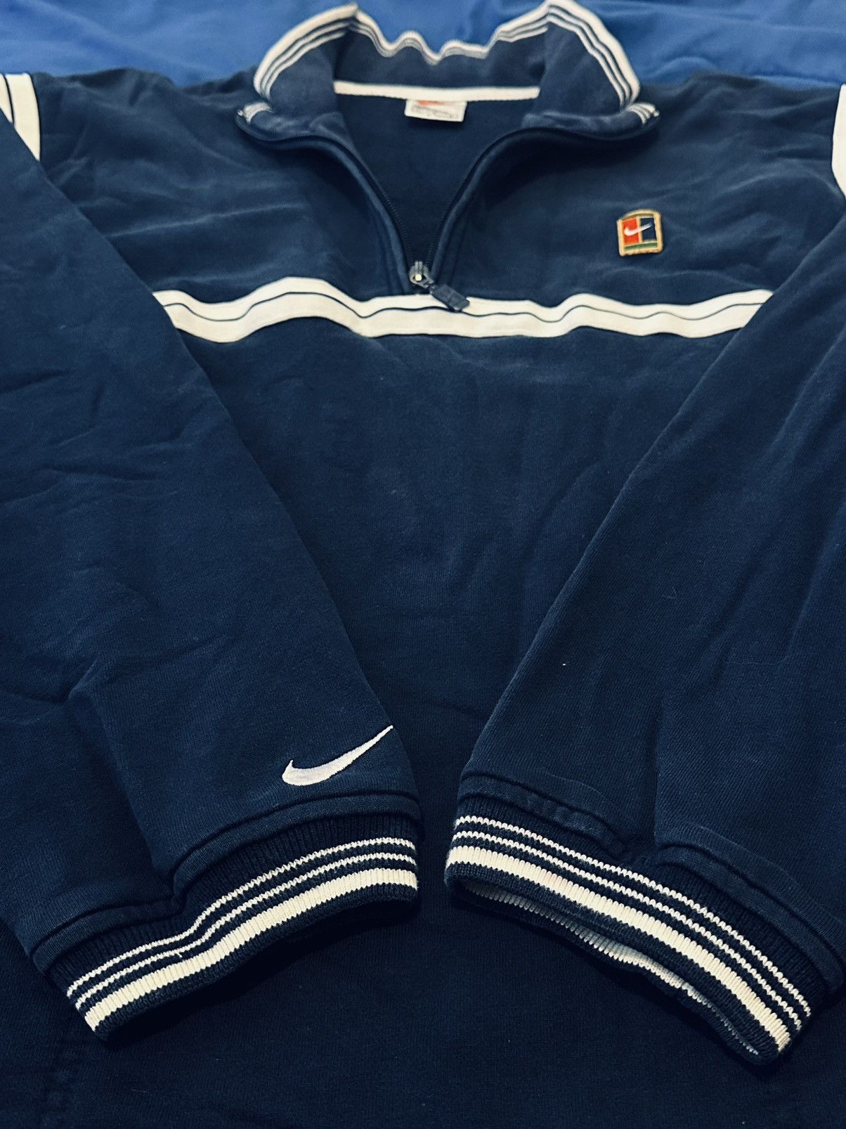Nike Navy/White 1992 Nike Court Heritage 1/4 Zip Jacket- Size Lg Size US L / EU 52-54 / 3 - 5 Thumbnail