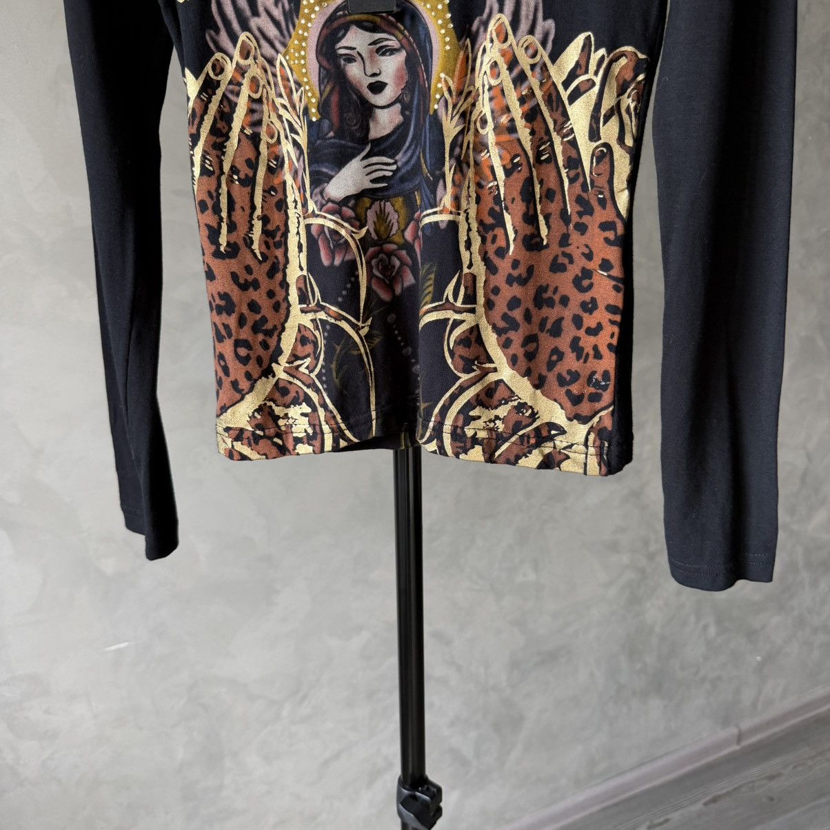 Christian Audigier Christian Audigier Vintage Y2K Virgin Mary Rhinestone LS Size S / US 4 / IT 40 - 5 Thumbnail